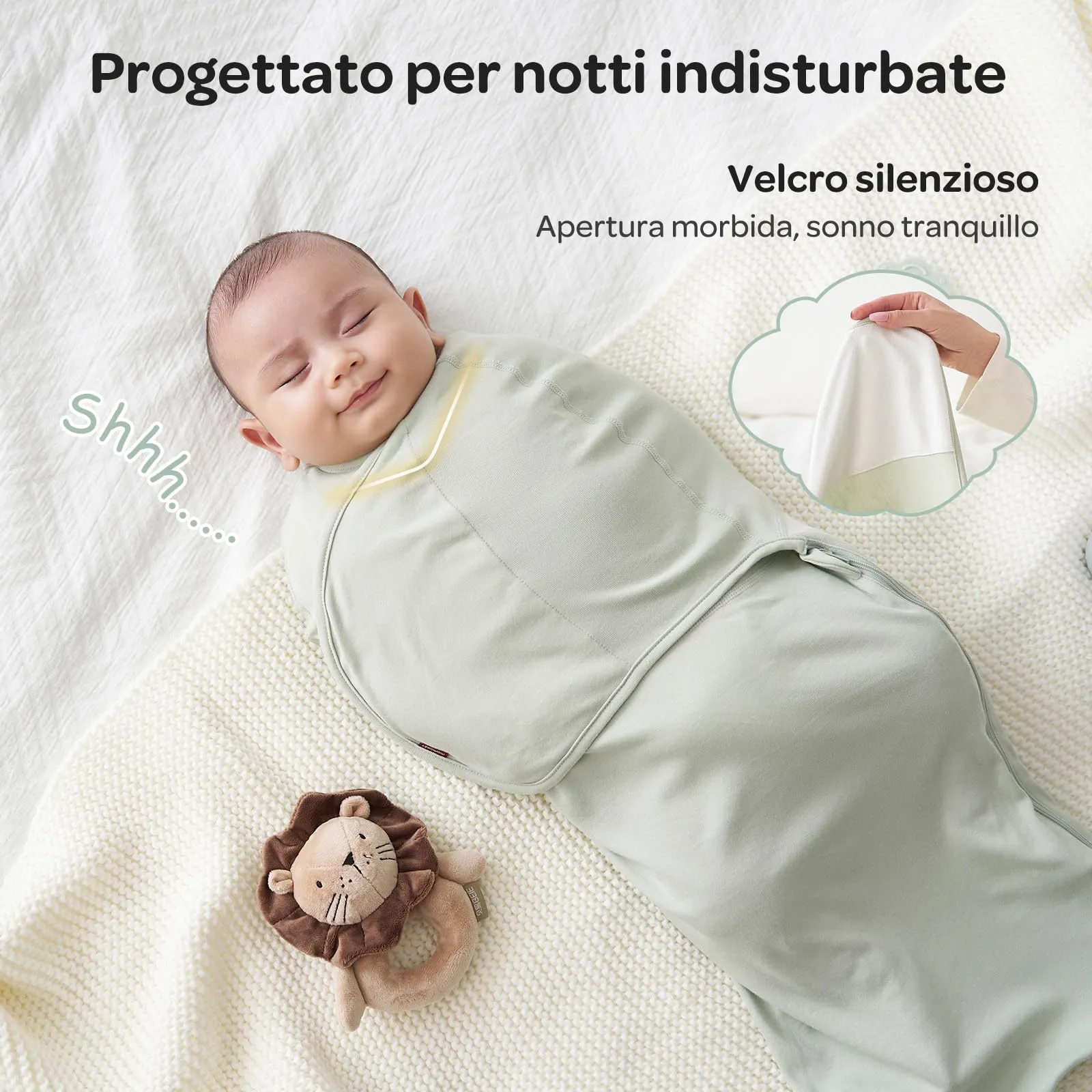 Momcozy Swaddle Neonato 0-3 Mesi Sacco Nanna Bambù, 2 Pezzi, Blu Verde - immagine 3
