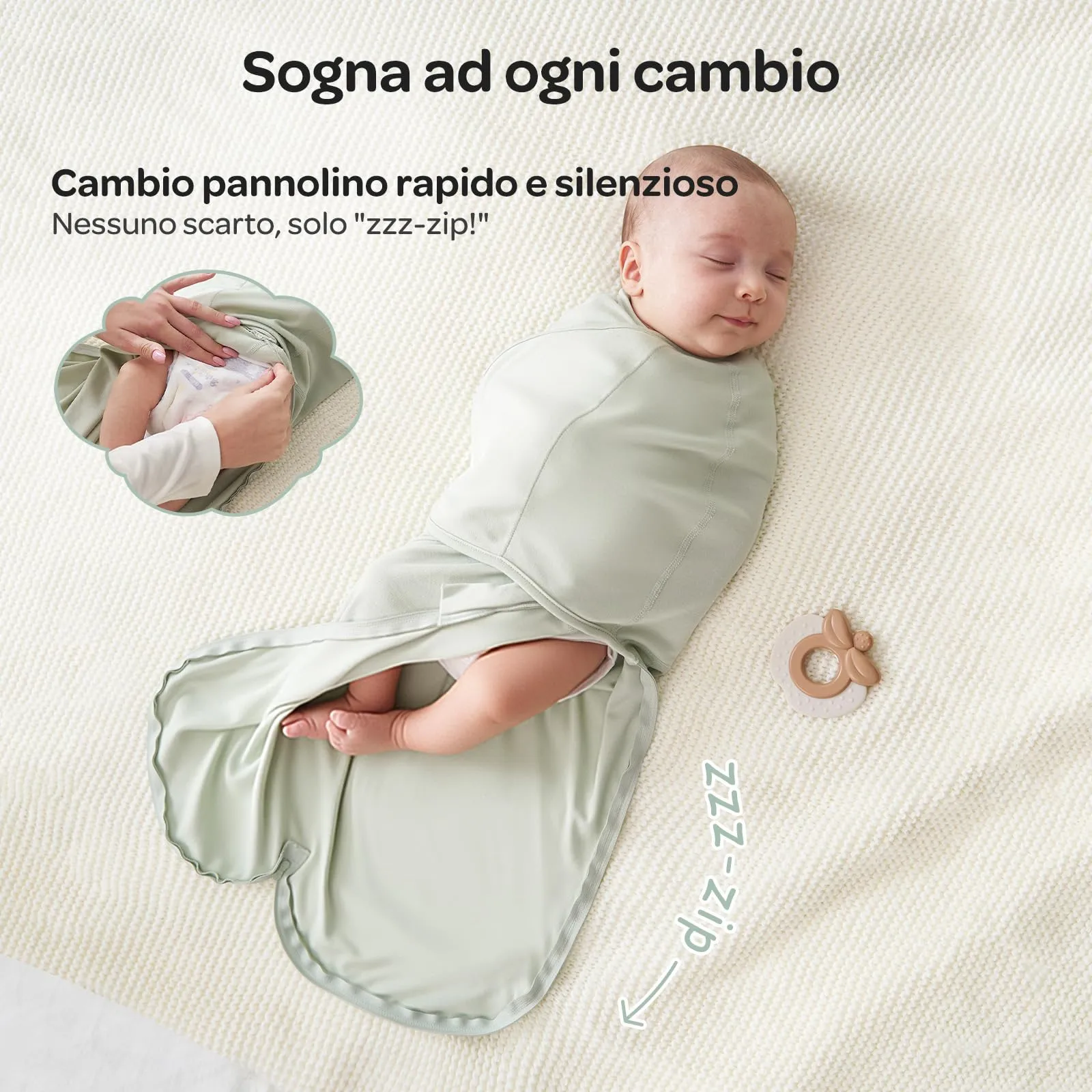Momcozy Swaddle Neonato 0-3 Mesi Sacco Nanna Bambù, 2 Pezzi, Blu Verde - immagine 4