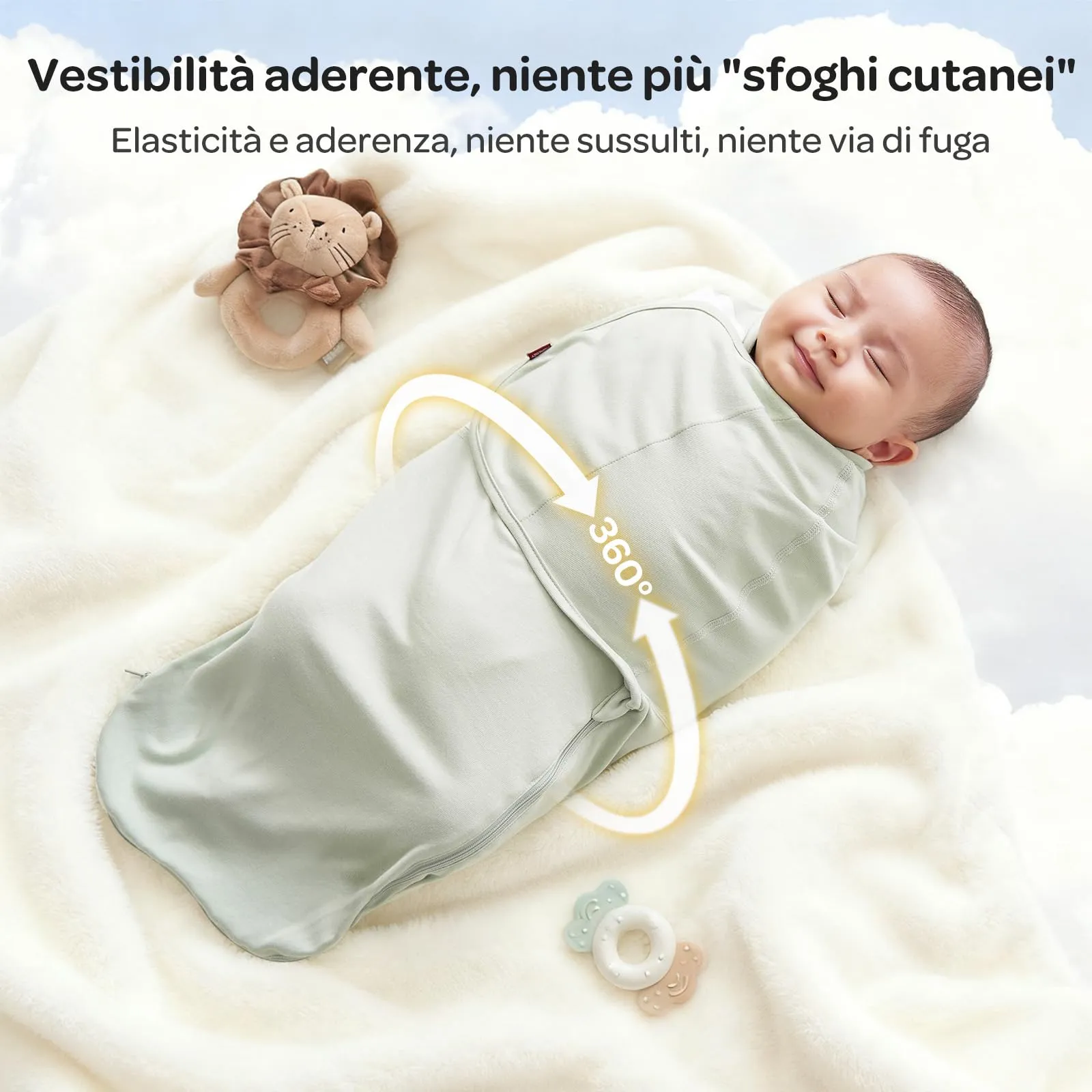 Momcozy Swaddle Neonato 0-3 Mesi Sacco Nanna Bambù, 2 Pezzi, Blu Verde - immagine 7