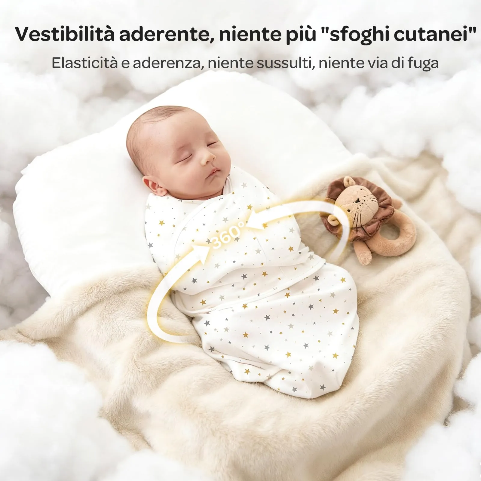 Momcozy Swaddle Neonato 0-3 Mesi Sacco Nanna Bambù, 2 Pezzi Stelle - immagine 7