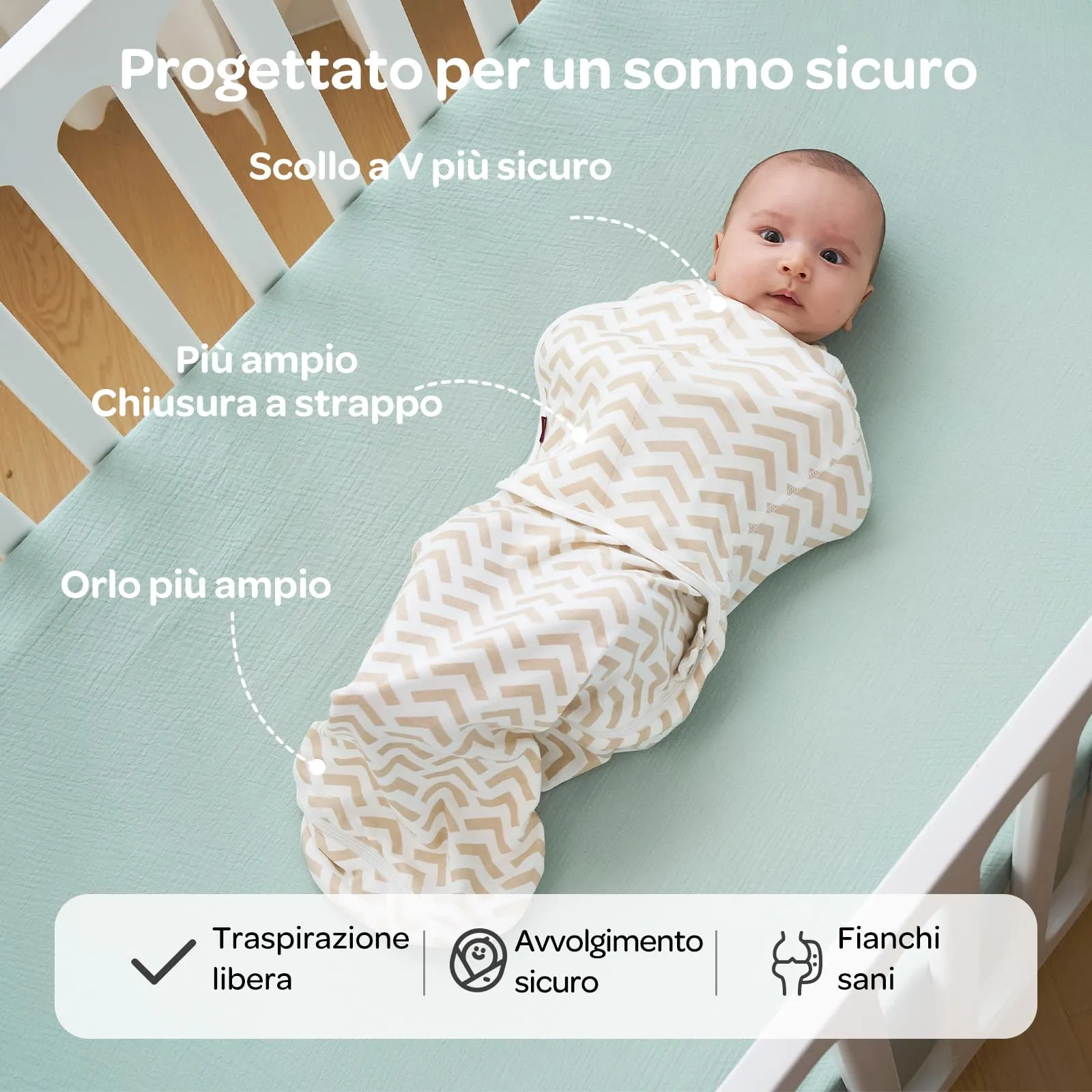 Momcozy Swaddle Neonato 0-3 Mesi Sacco Nanna Bambù, 2 Pezzi Stelle - immagine 8