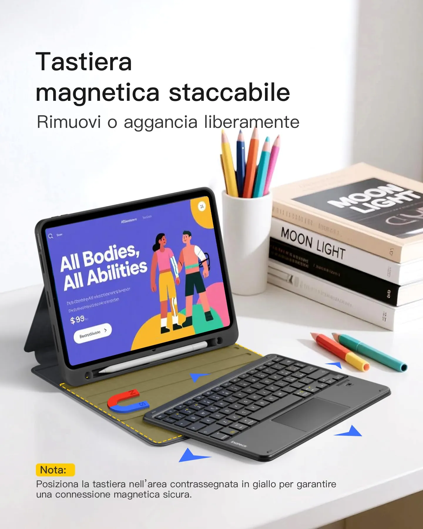 Inateck Custodia Tastiera Bluetooth per iPad 11" A16, 10ª Gen 10,9", Air 11, Pro 11 con Trackpad - immagine 3