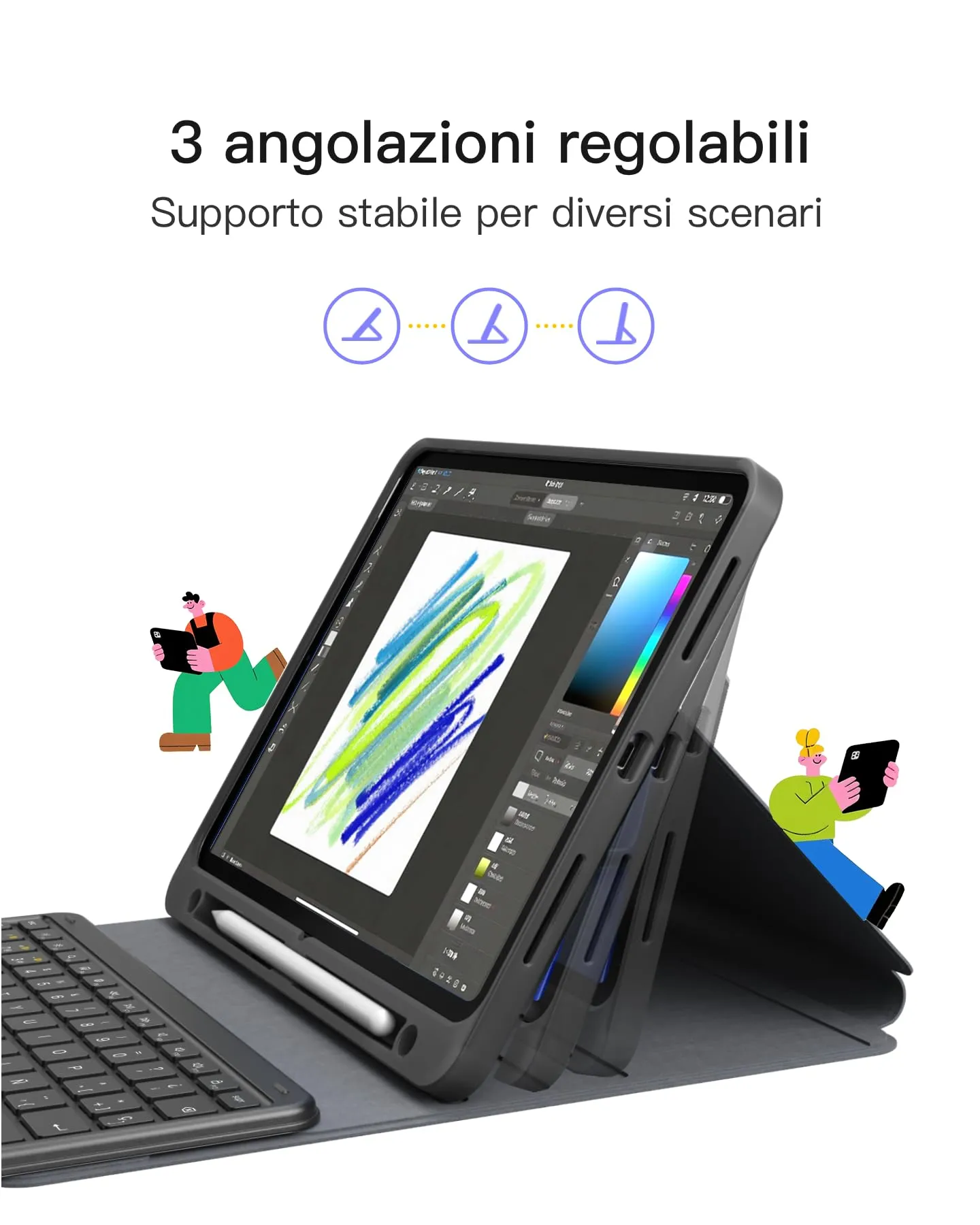 Inateck Custodia Tastiera Bluetooth per iPad 11" A16, 10ª Gen 10,9", Air 11, Pro 11 con Trackpad - immagine 4