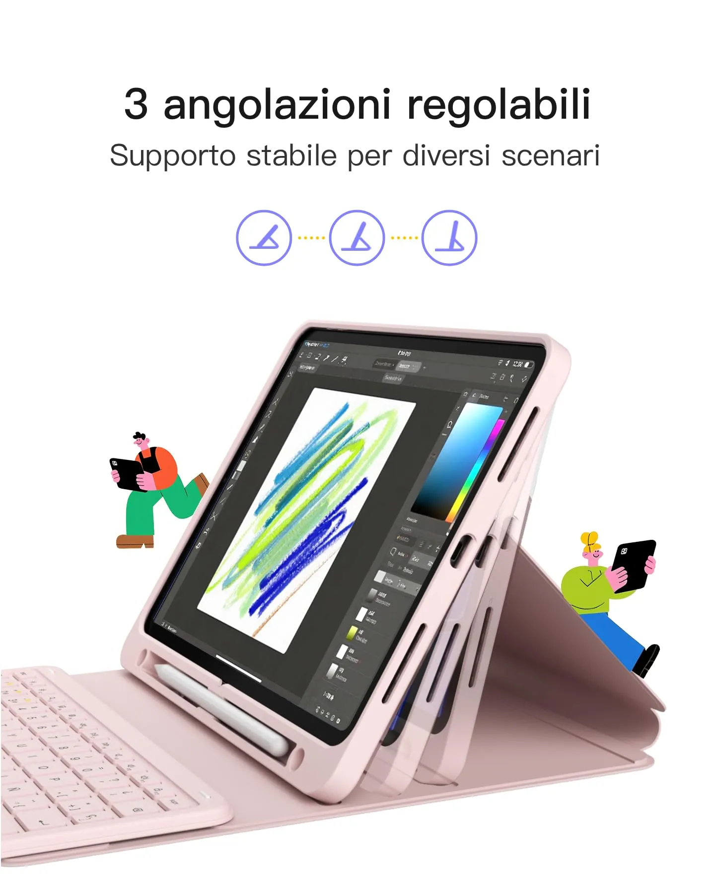 Inateck Custodia Tastiera iPad A16/10a Gen, Bluetooth 3 Canali - immagine 4