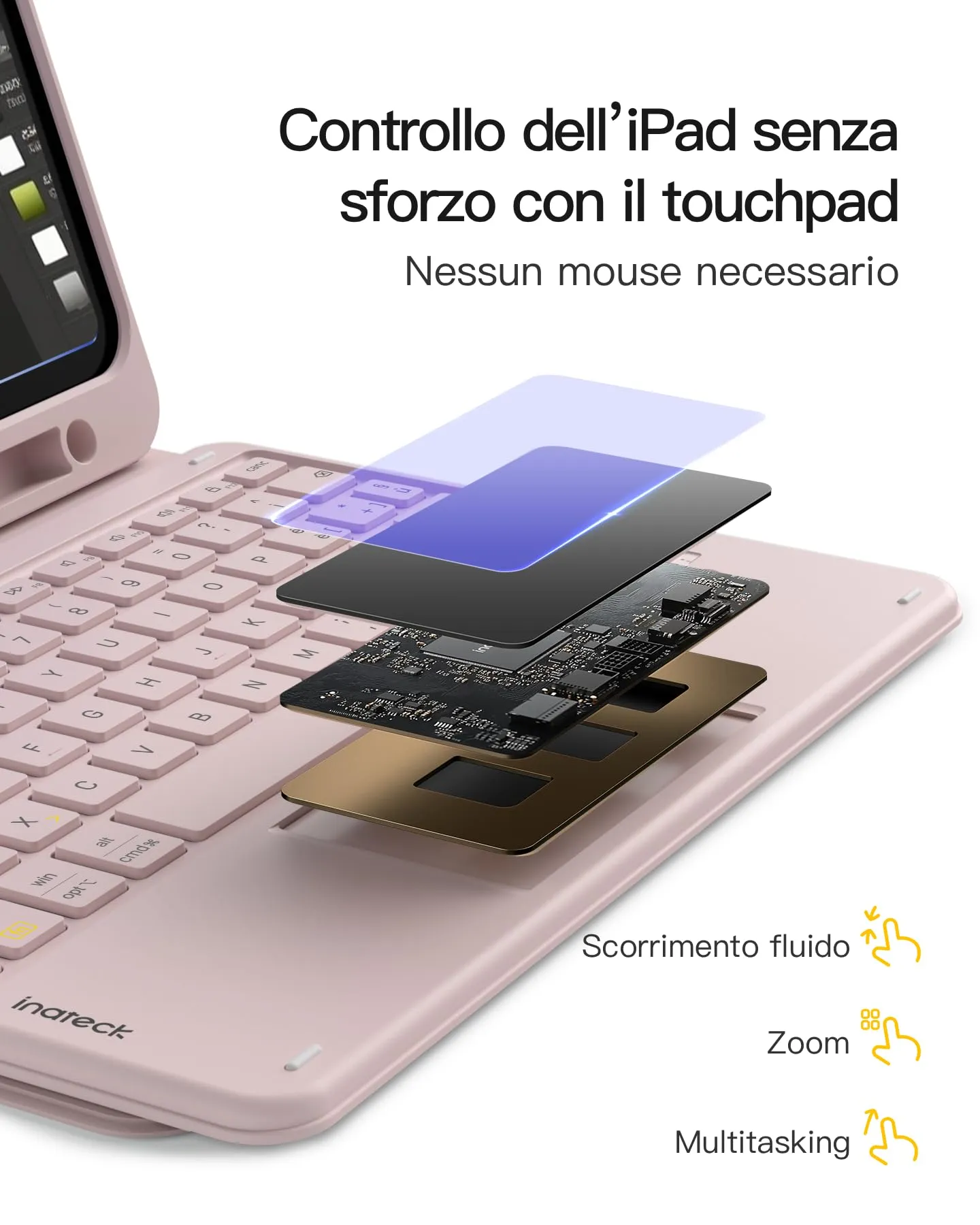 Inateck Custodia Tastiera iPad A16/10a Gen, Bluetooth 3 Canali - immagine 5