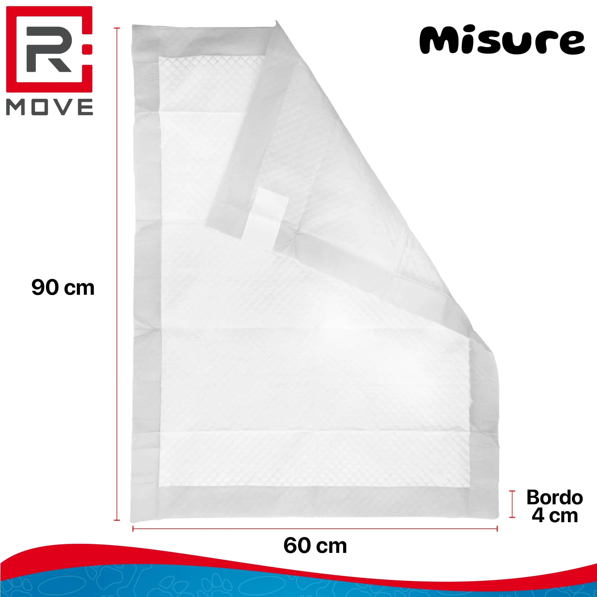 R MOVE Traversine Cani 60x90 cm con Adesivi, Extra-assorbenti Anti-odore (Confezione da 100) - immagine 3