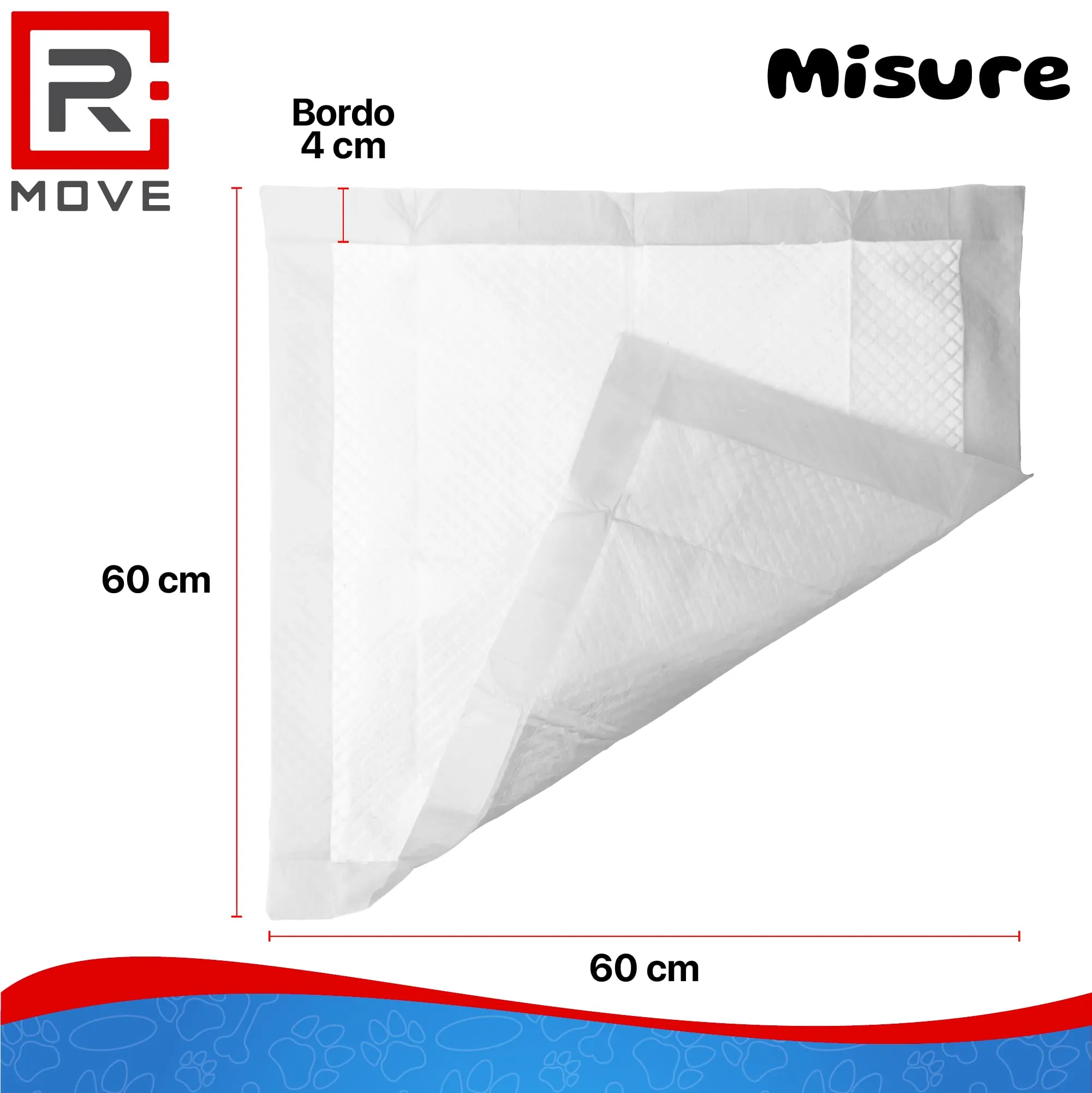 R MOVE Traversine Cani 60x60 con Adesivi, Tappetini Igienici Assorbenti (Confezione da 200) - immagine 3