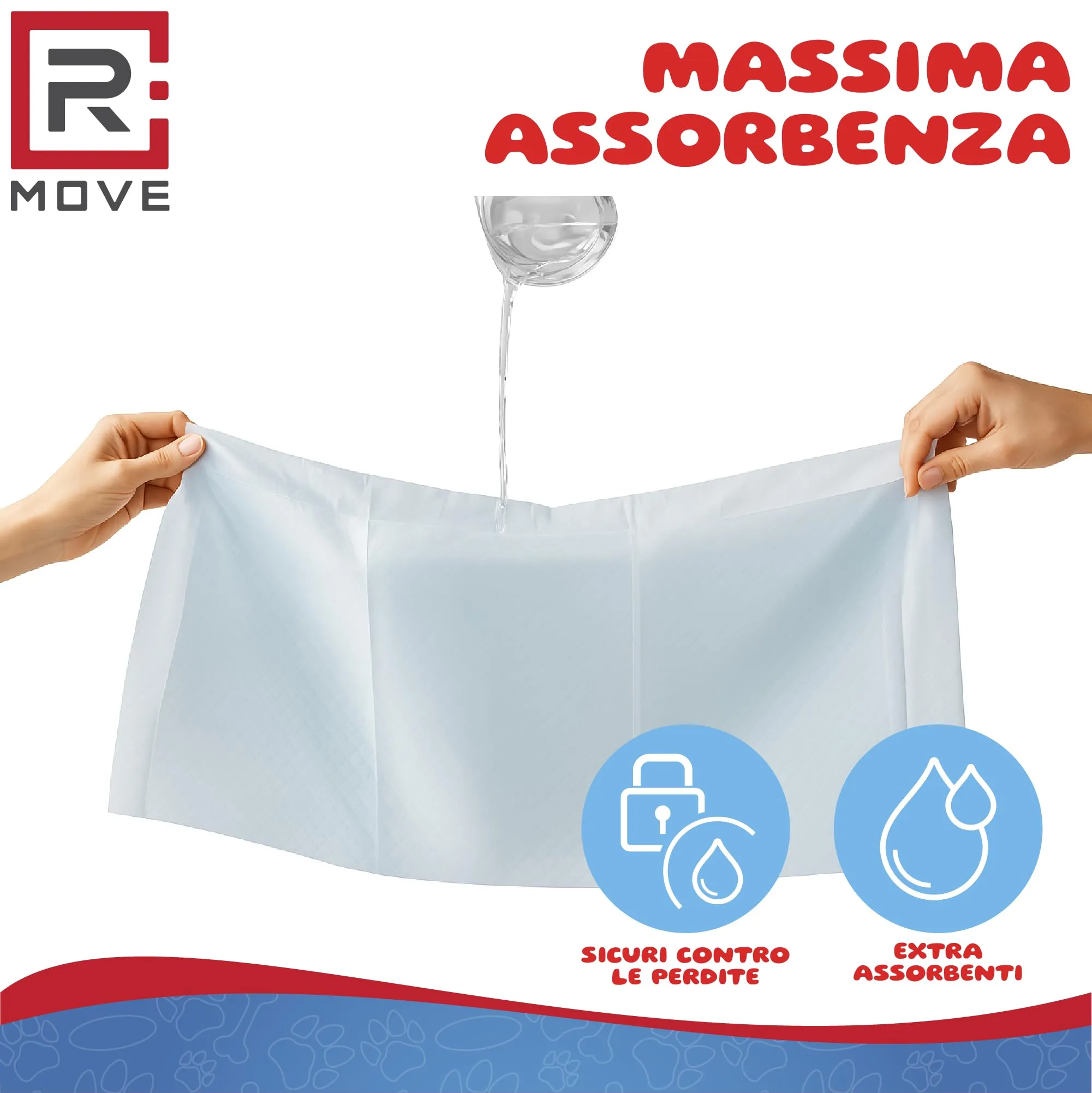 R MOVE Traversine Cani 60x60 con Adesivi, Tappetini Igienici Assorbenti (Confezione da 200) - immagine 5