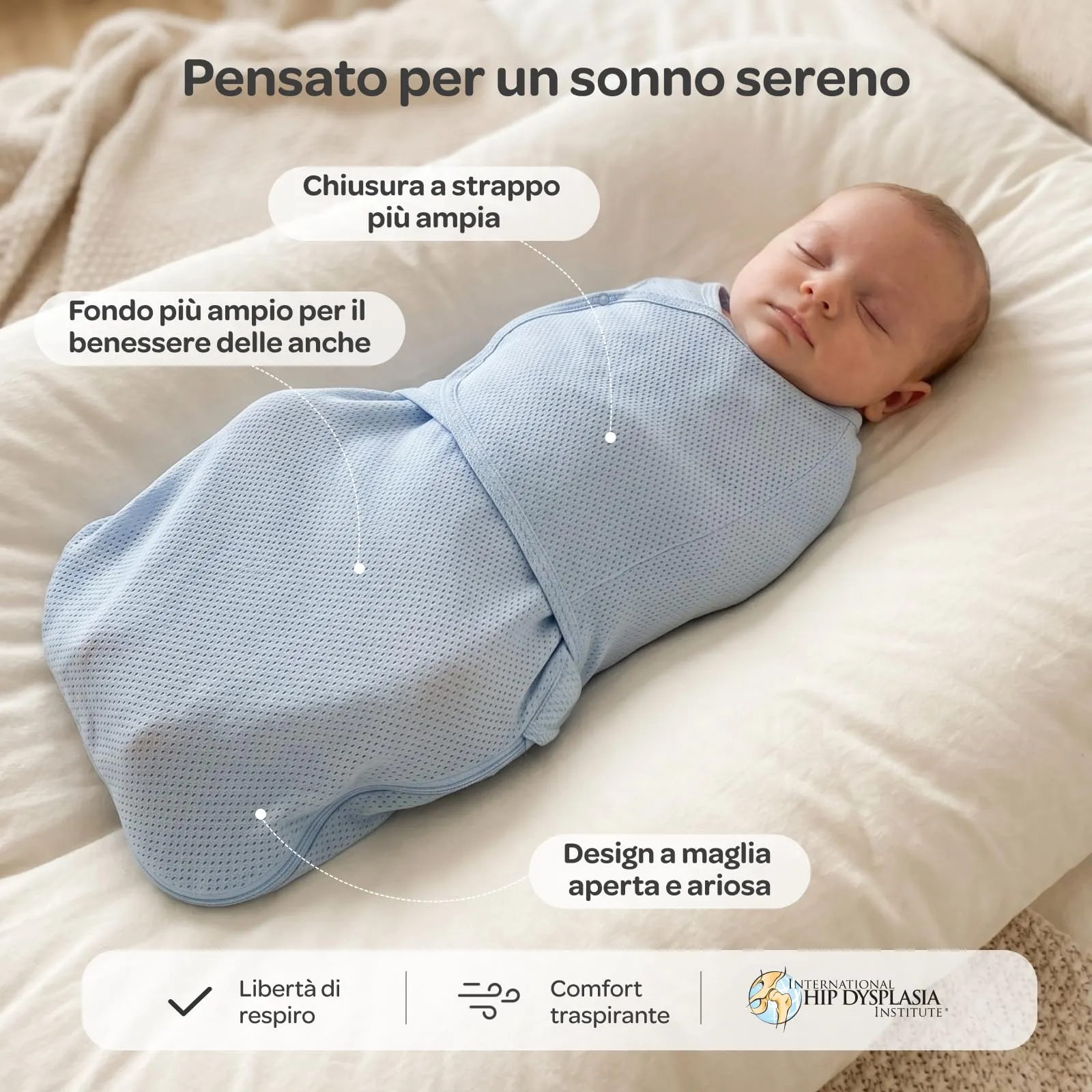 momcozy Swaddle Neonato AirFlow Sacco Nanna in Cotone, 2 Pezzi, Blu Verde, 0-3 M - immagine 6