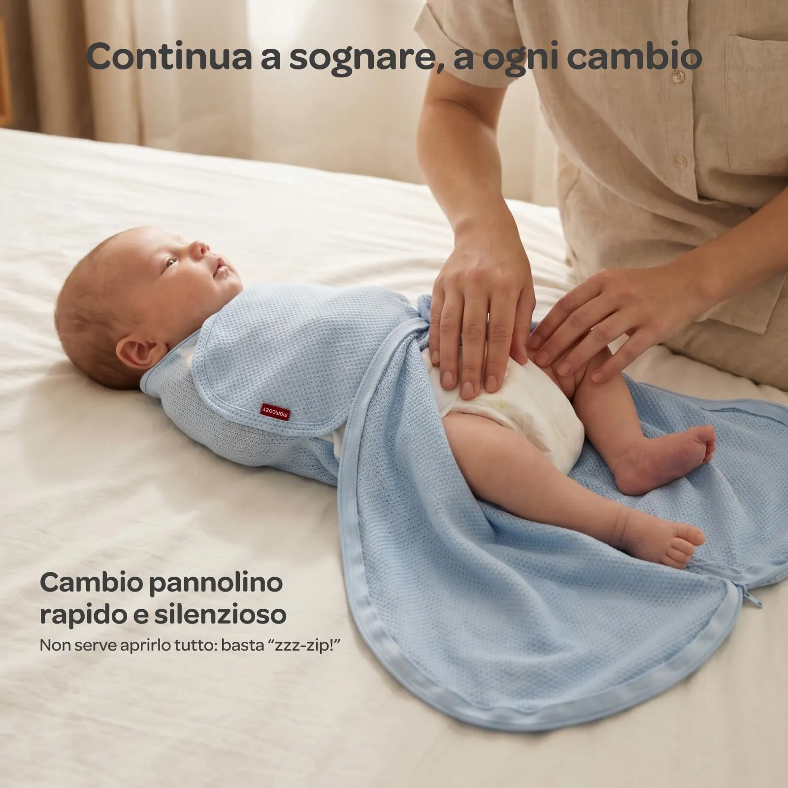 momcozy Swaddle Neonato AirFlow Sacco Nanna in Cotone, 2 Pezzi, Blu Verde, 0-3 M - immagine 7