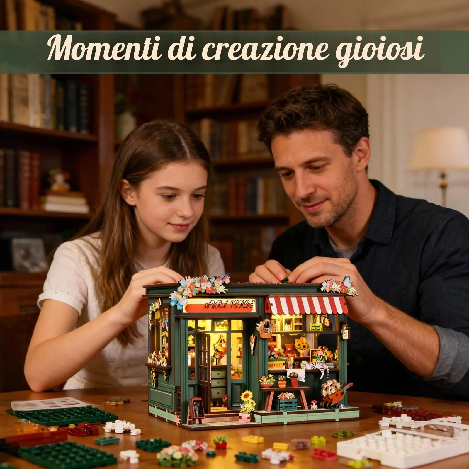 BATTREVO Aura Verde Blumenraum DIY Book Nook Kit, Wooden 3D Puzzle with LED Light - immagine 5