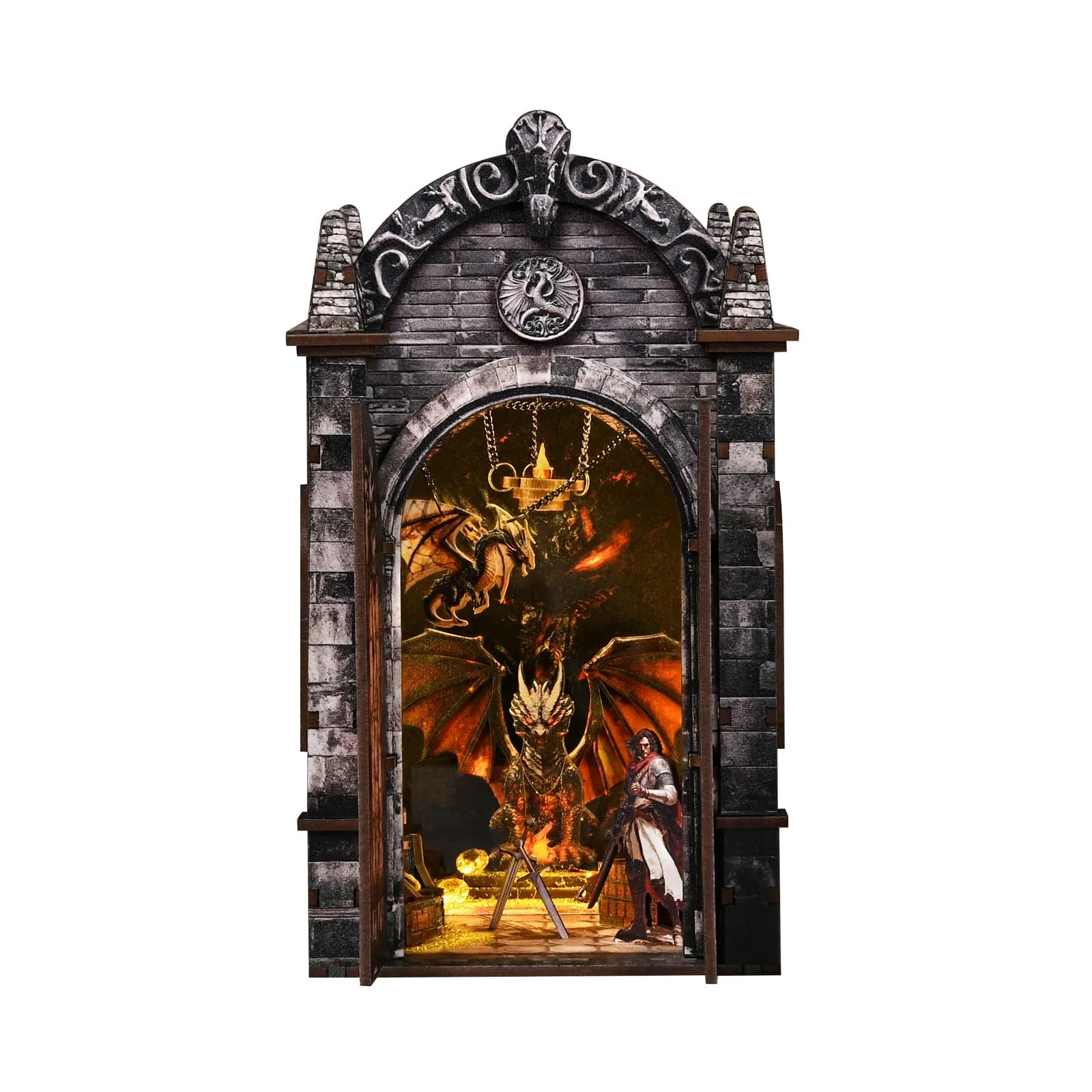 BATTREVO Book Nook Kit Regno Nascosto del Drago DIY Miniatur Kit Buchstütze 3D Holzpuzzle mit Staubschutzhülle - immagine 1