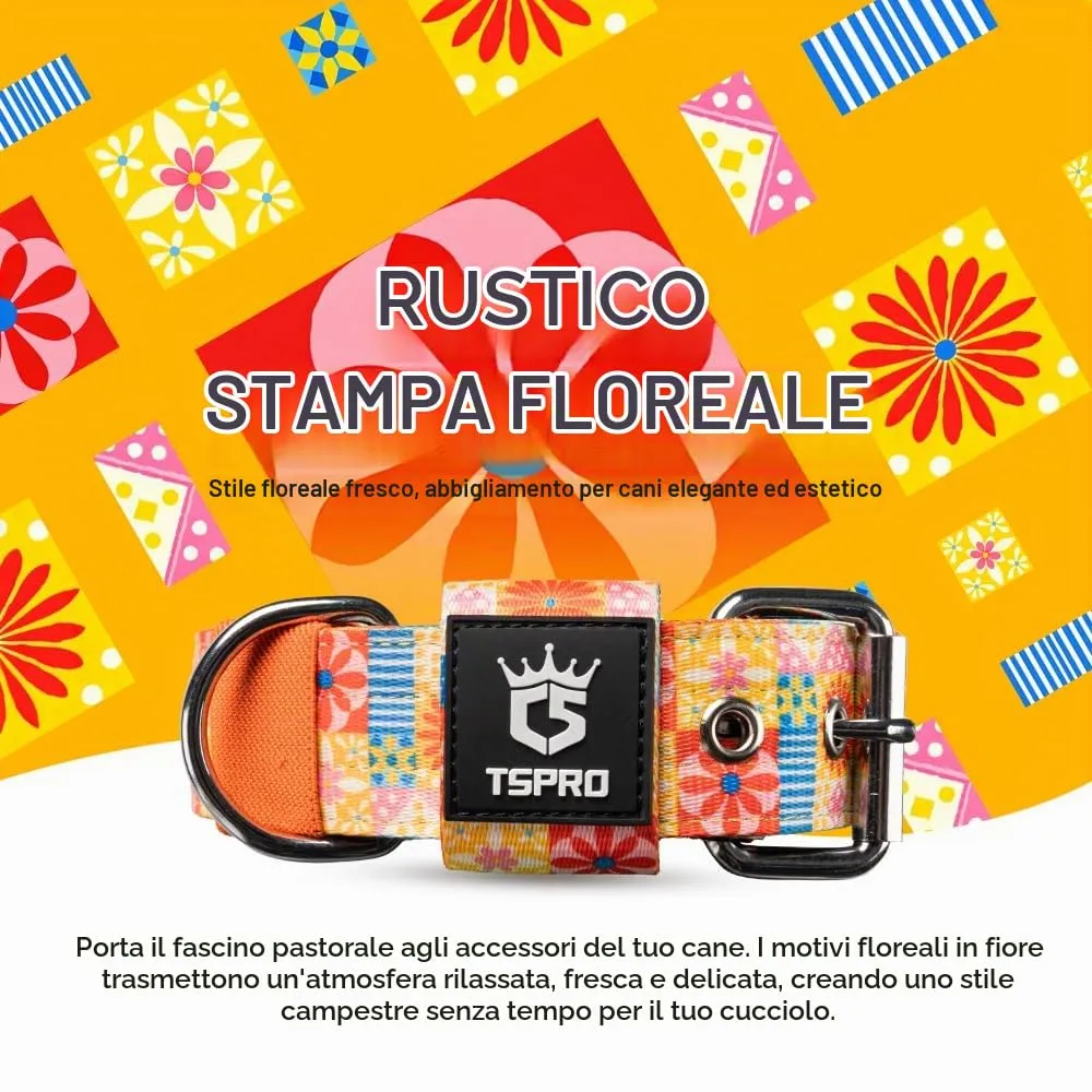 TSPRO Collare Tattico per Cane con Fodera Morbida, Taglia M, Fiori Campestri - immagine 2