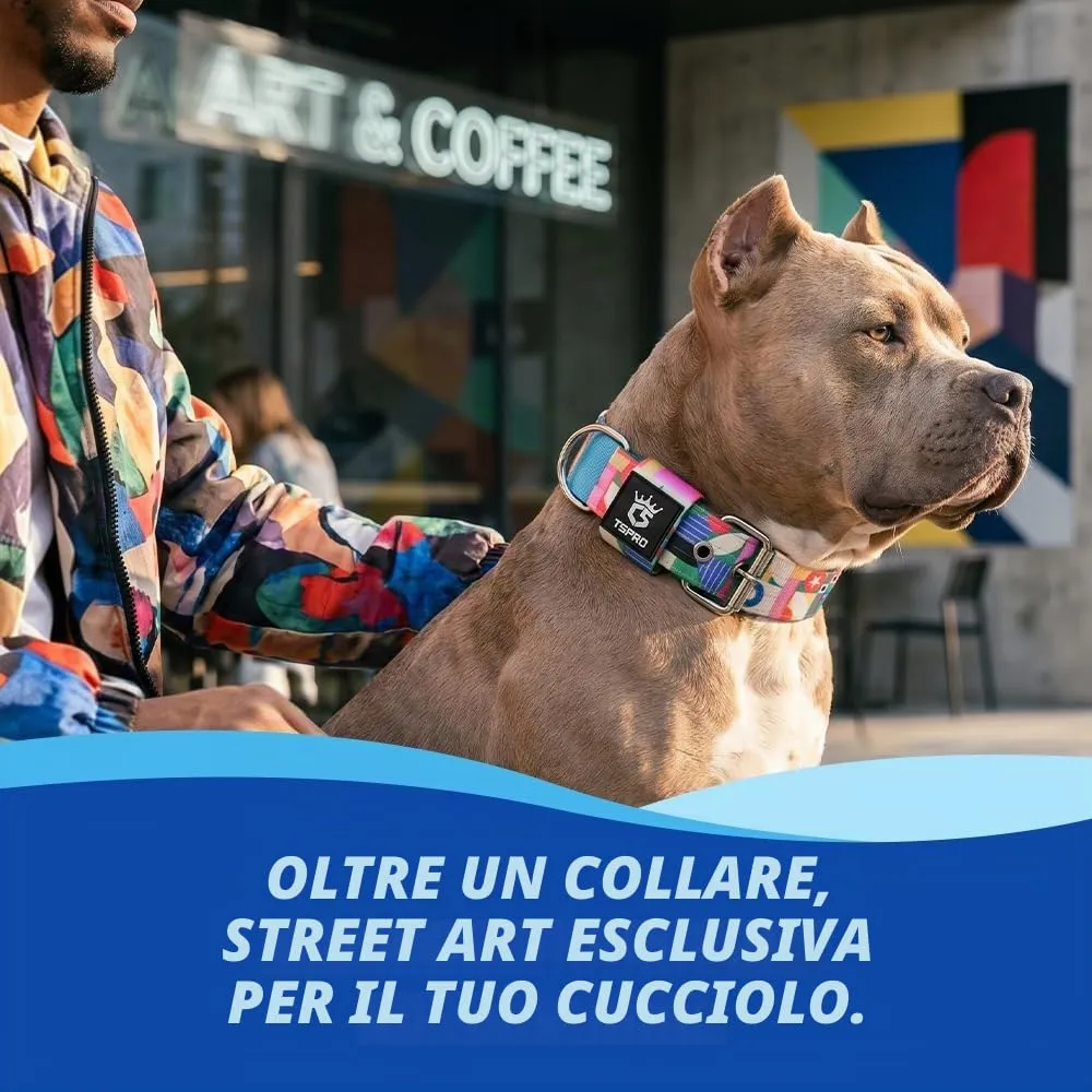 TSPRO Collare Tattico per Cane con Fodera Morbida, Taglia M (40–48 cm), Geometrico Memphis - immagine 6