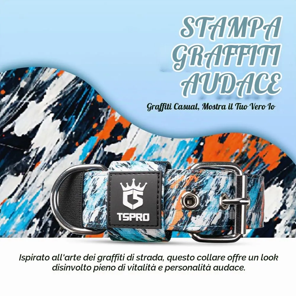 TSPRO Collare Tattico per Cane con Fodera Morbida, Taglia M (40–48 cm), Graffiti Urbano - immagine 2