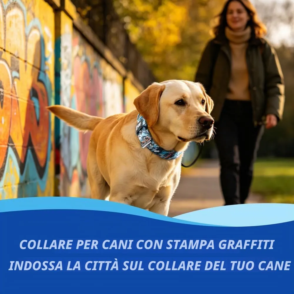 TSPRO Collare Tattico per Cane con Fodera Morbida, Taglia M (40–48 cm), Graffiti Urbano - immagine 6