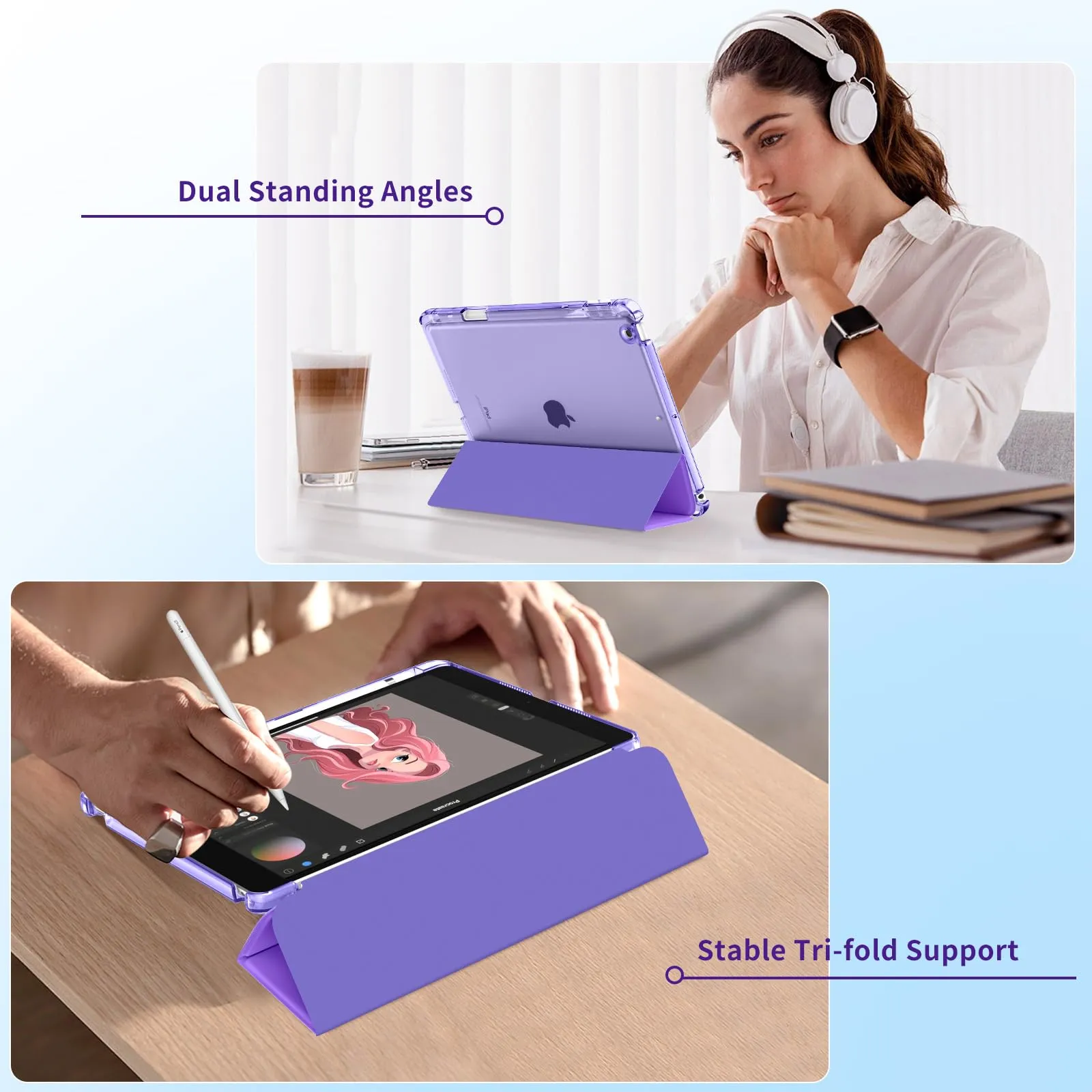 MoKo Cover per iPad 9ª/8ª/7ª Generazione 10,2 Pollici con Portapenna - immagine 4