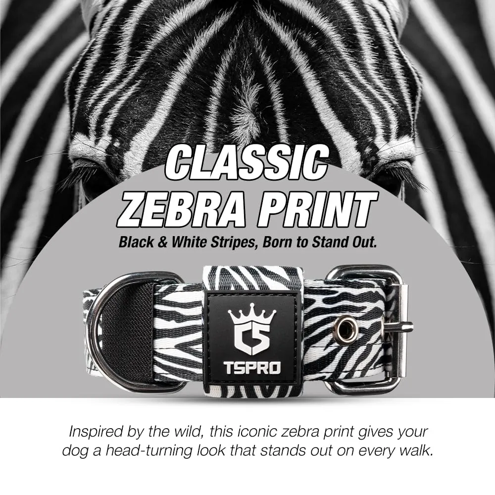TSPRO Collare Tattico per Cane con Fodera Morbida, Taglia M (40–48 cm), Zebra Classico - immagine 2