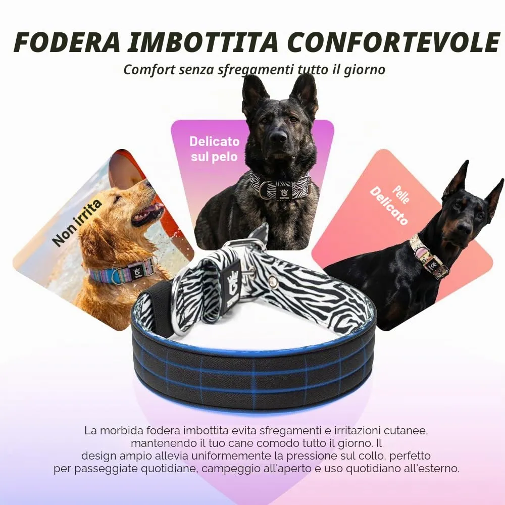 TSPRO Collare Tattico per Cane con Fodera Morbida, Taglia M (40–48 cm), Zebra Classico - immagine 4