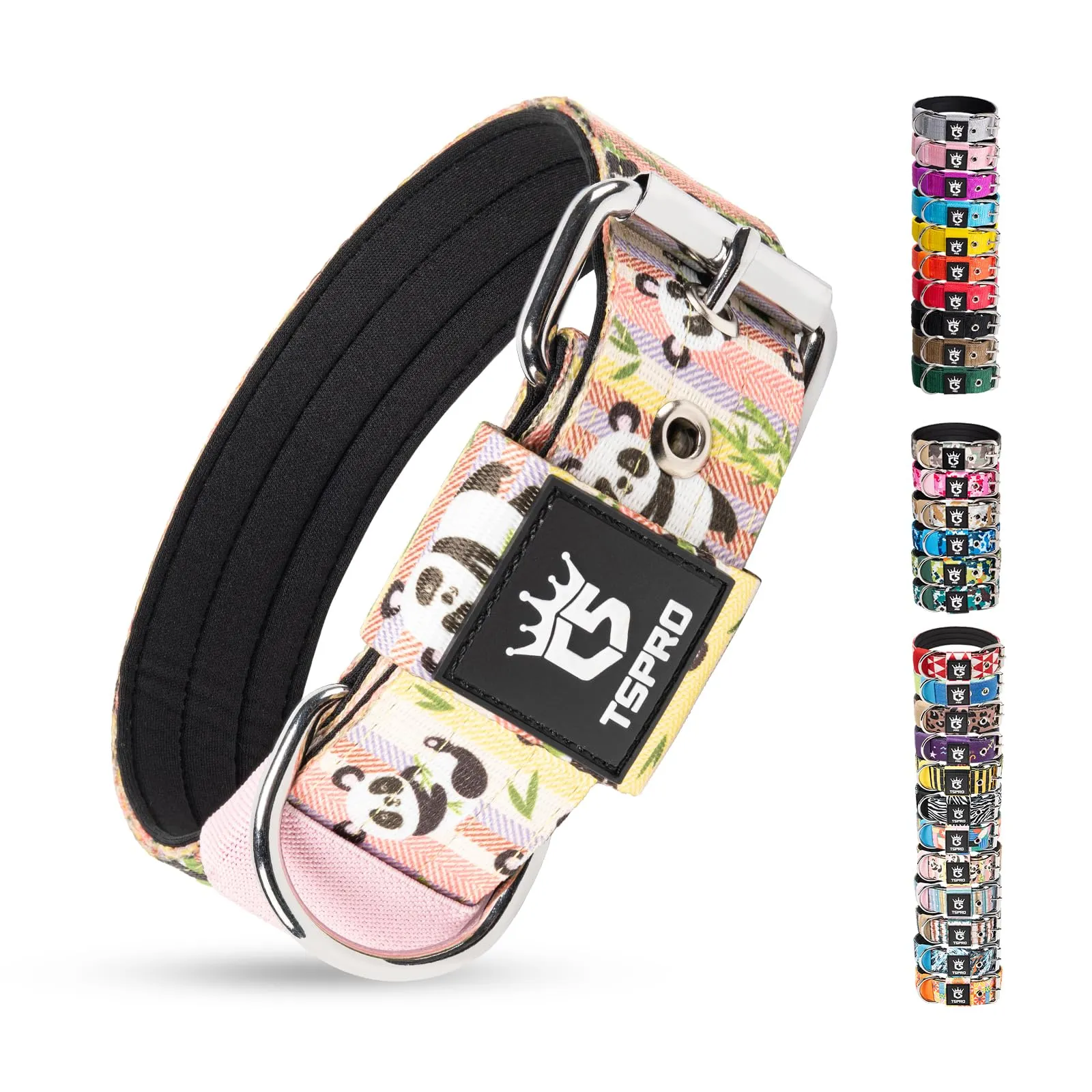 TSPRO Collare Tattico per Cane con Fodera Morbida, Taglia M (40–48 cm), Panda Adorabile - immagine 1