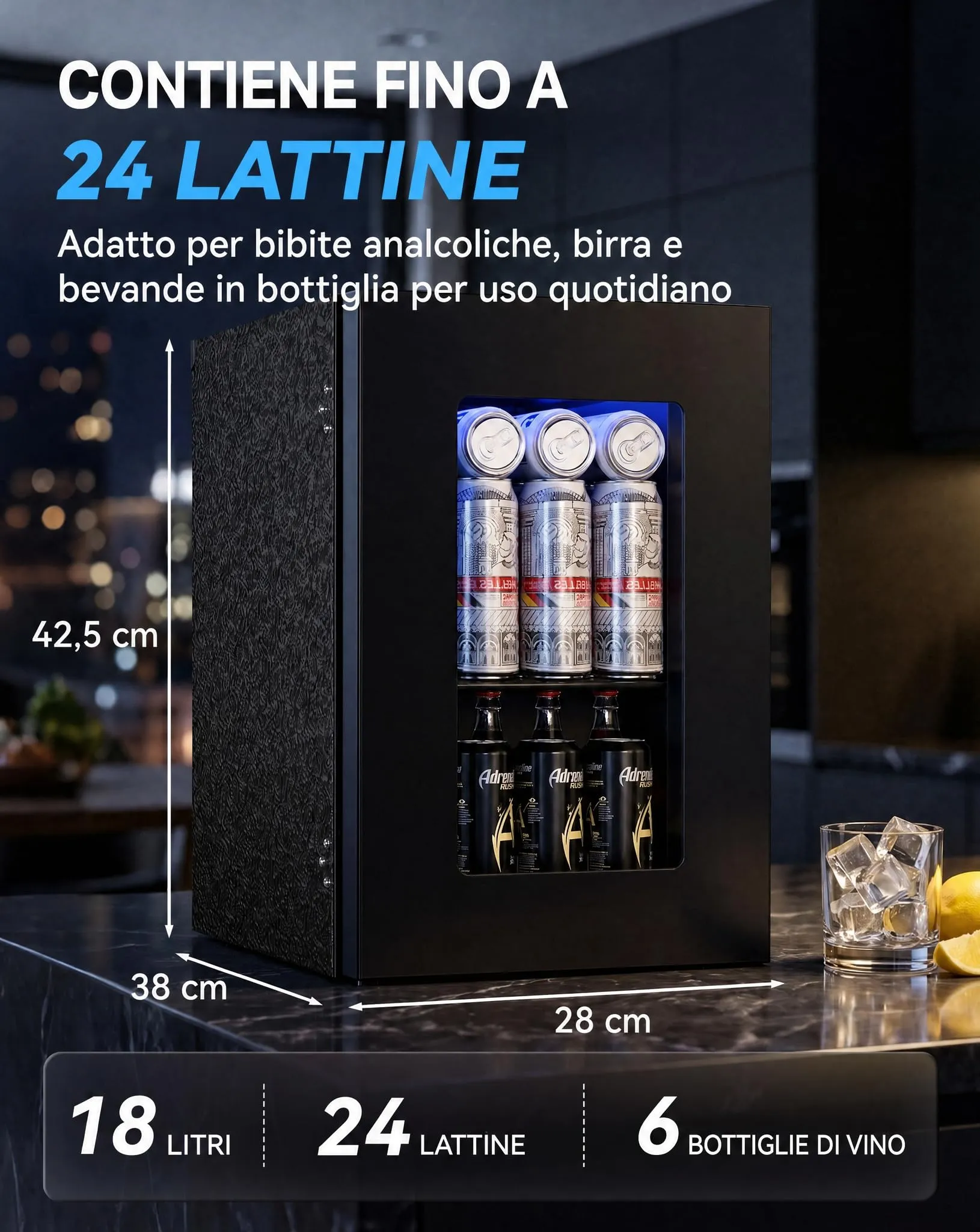TRIUMPHKEY Mini Frigo 18L Silenzioso Nero JC-18UEL-F - immagine 3