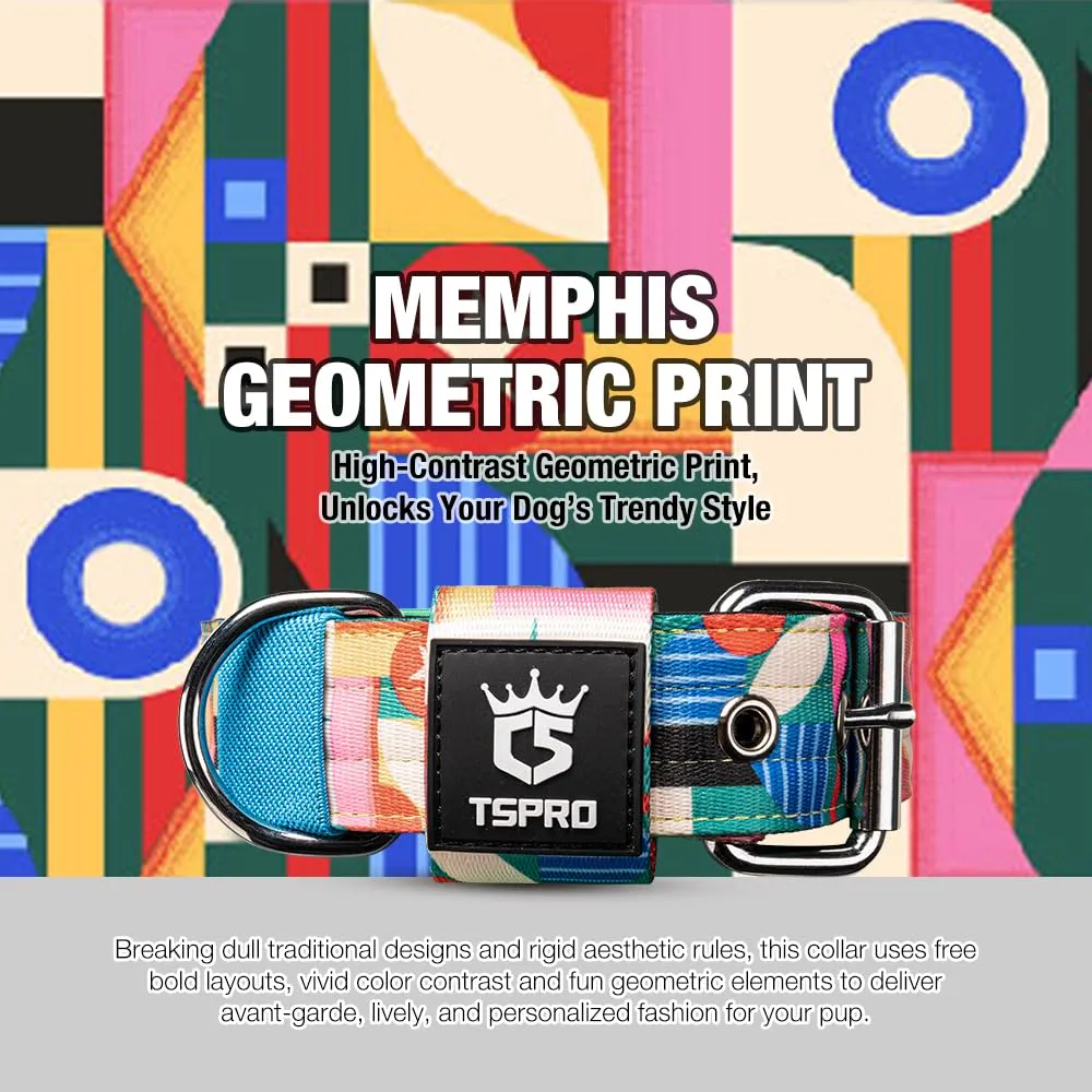 TSPRO Collare Tattico per Cane con Fodera Morbida, Taglia L (48–55 cm), Geometrico Memphis - immagine 2