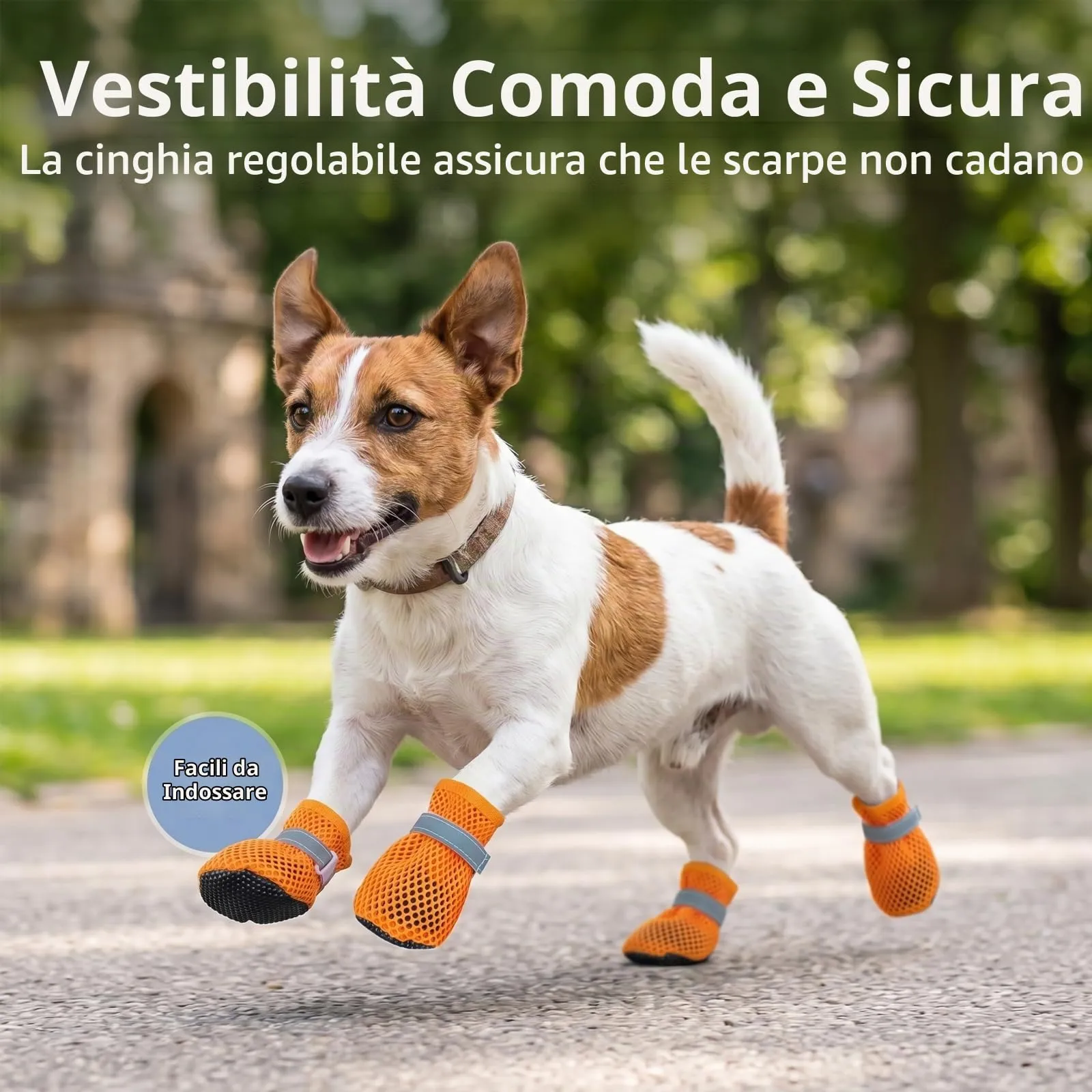 LCCGZ Scarpe Estive per Cani, Stivali Traspiranti Antiscivolo con Cinghie Riflettenti, 4 Pezzi (Orange, M) - immagine 5