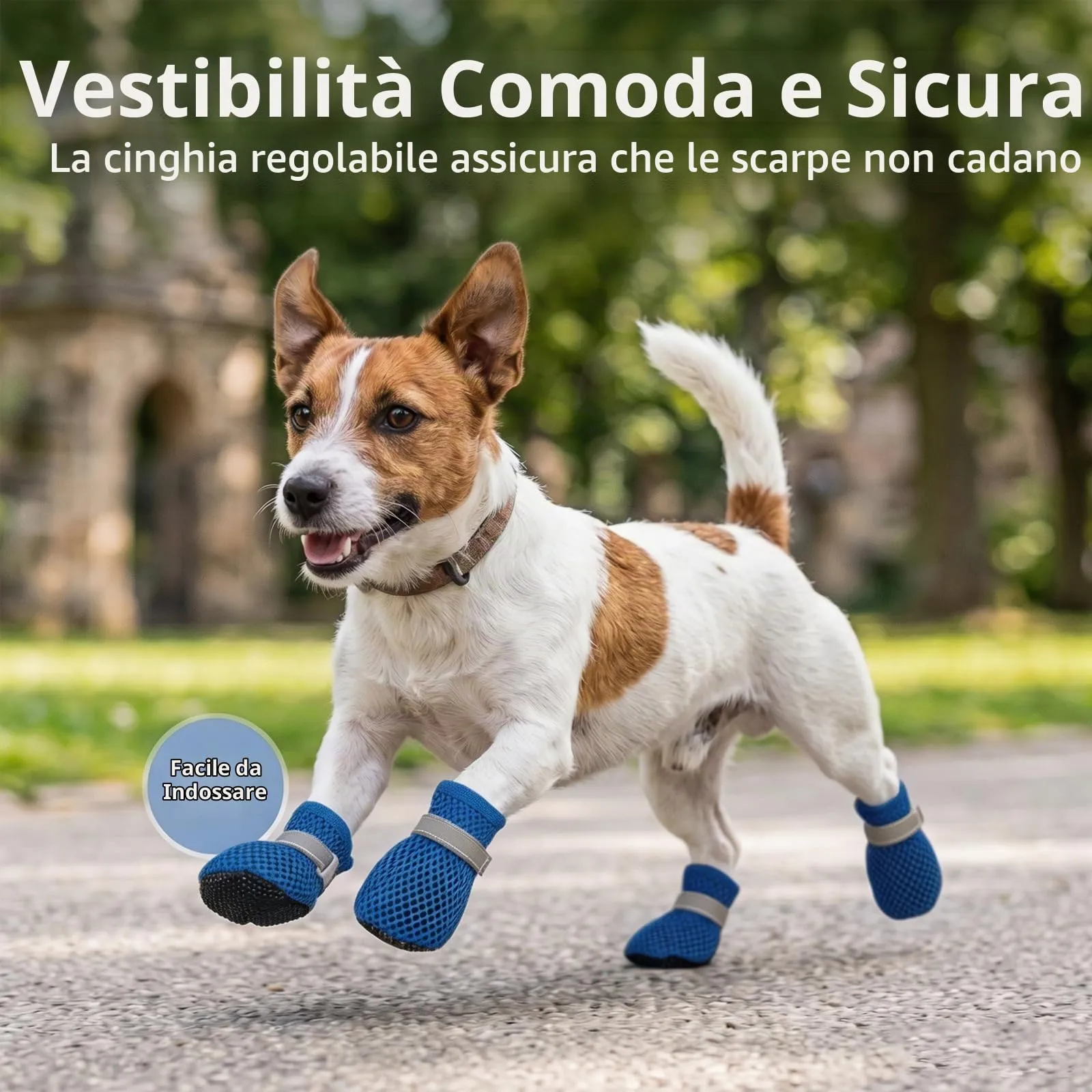 LCCGZ Scarpe Estive Traspiranti per Cani, Antiscivolo con Cinghie Riflettenti, 4 Pezzi (Blue, XL) - immagine 5