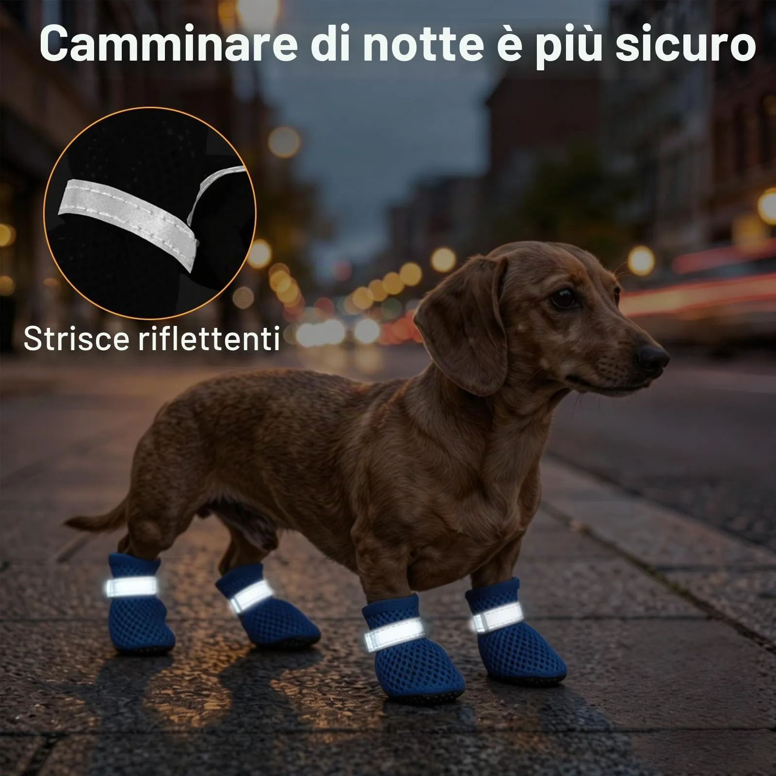 LCCGZ Scarpe Estive Traspiranti per Cani, Antiscivolo con Cinghie Riflettenti, 4 Pezzi (Blue, XL) - immagine 6