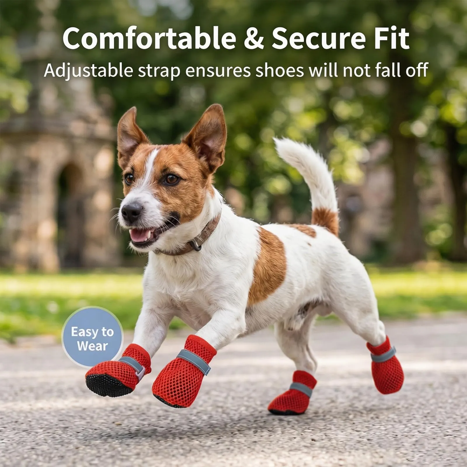 LCCGZ Scarpe Estive per Cani, Stivali Traspiranti Antiscivolo con Cinghie Riflettenti, 4 Pezzi (Red, XL) - immagine 5