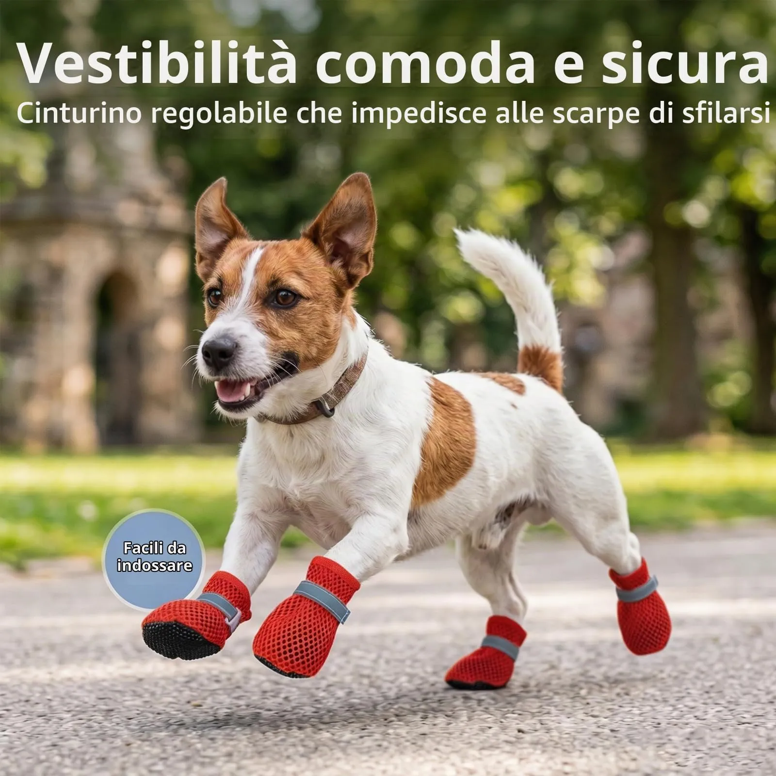 LCCGZ Scarpe Estive per Cani, Traspiranti e Antiscivolo con Cinghie Riflettenti, 4 Pezzi (Red, M) - immagine 5