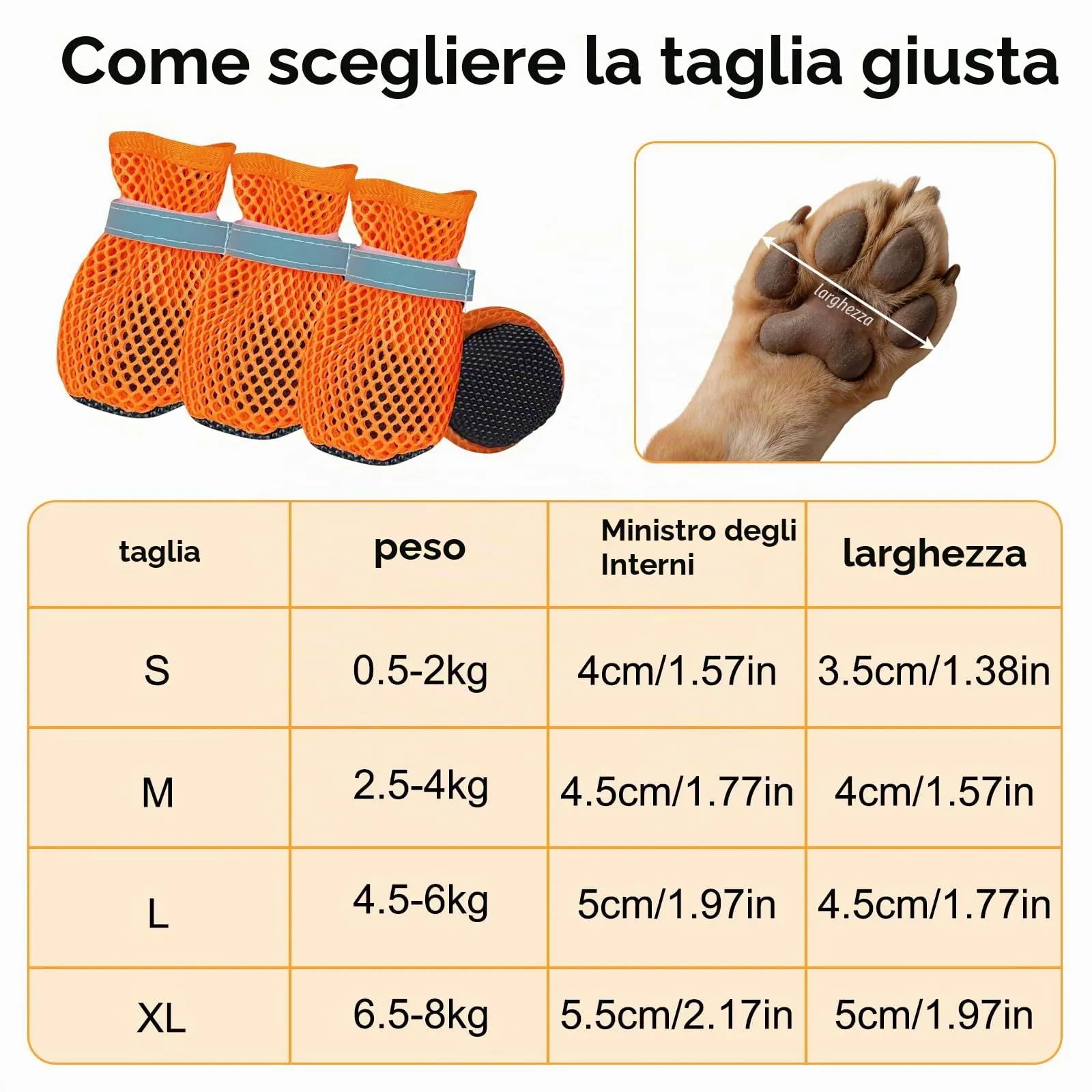 LCCGZ Scarpe Estive per Cani, Traspiranti e Antiscivolo con Cinghie Riflettenti, 4 Pezzi (Orange, S) - immagine 2