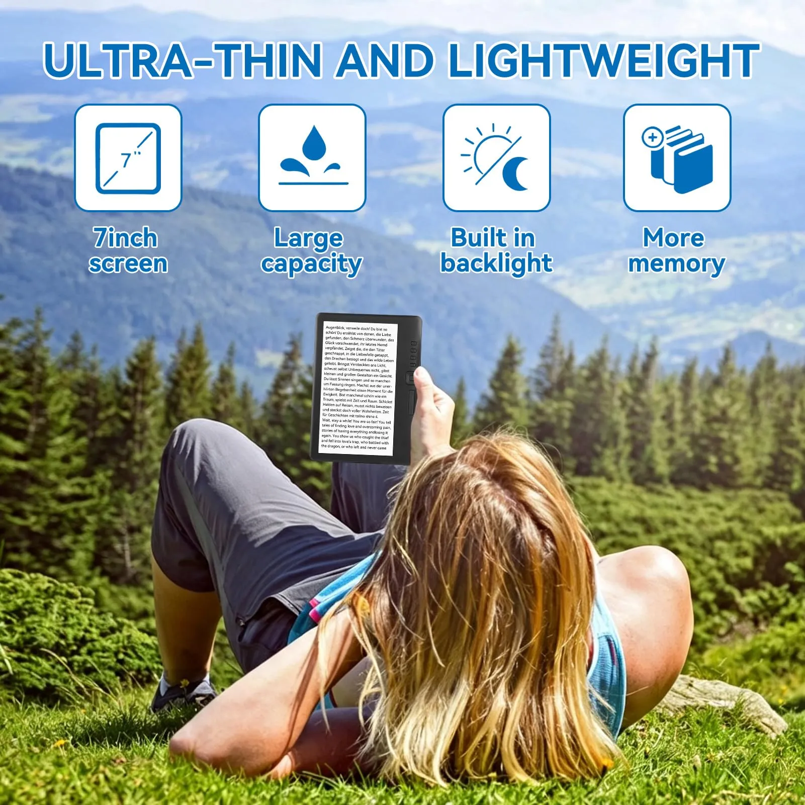 Mimdixy BK7019 Lettore di ebook 7 pollici LCD TFT, ARM9 Core 512 MB RAM, Memoria 8G - immagine 4