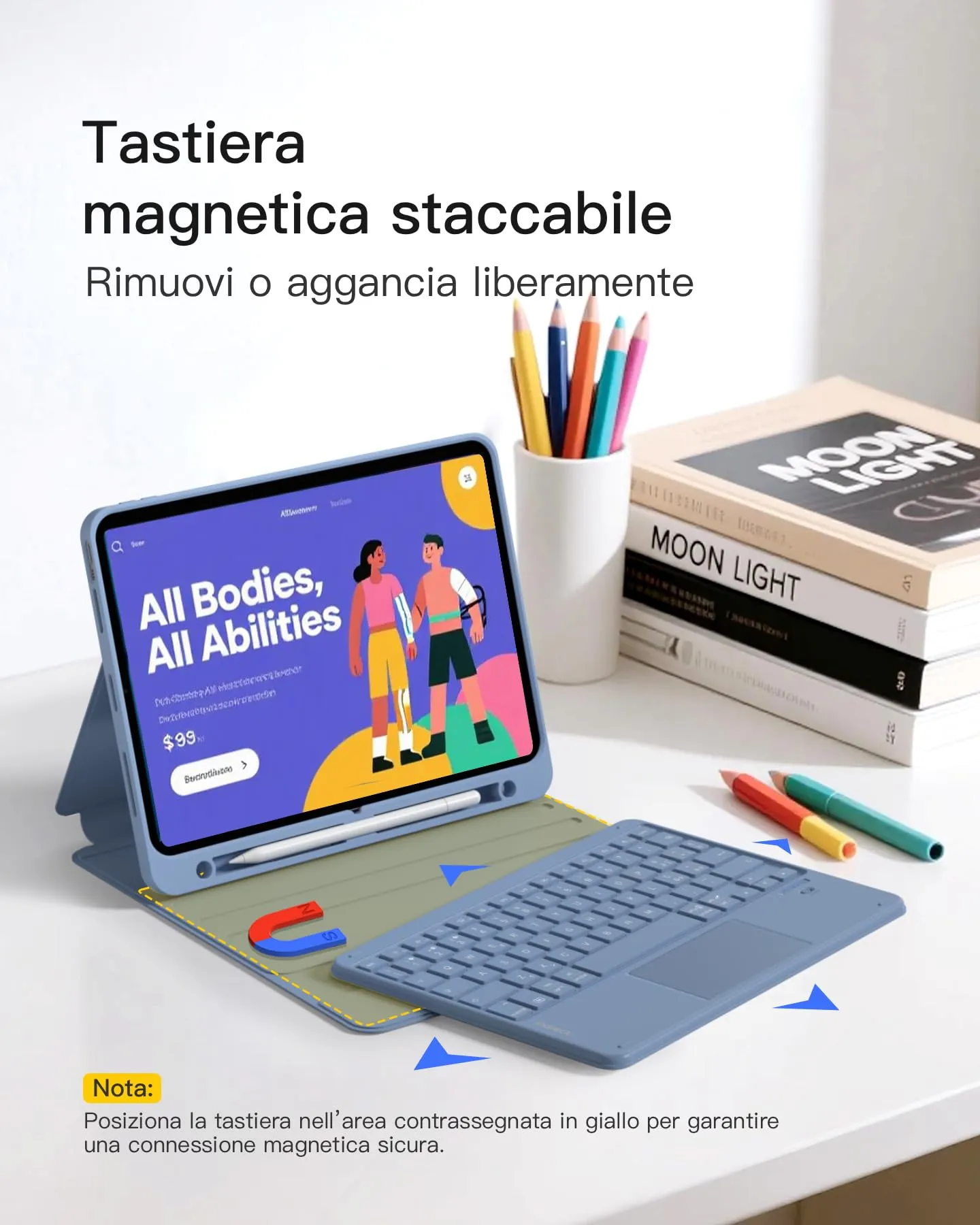 Inateck Custodia Tastiera per iPad 11ª Gen (A16), 10ª Gen, Air e Pro 11, Bluetooth 5.3 con Touchpad - immagine 3