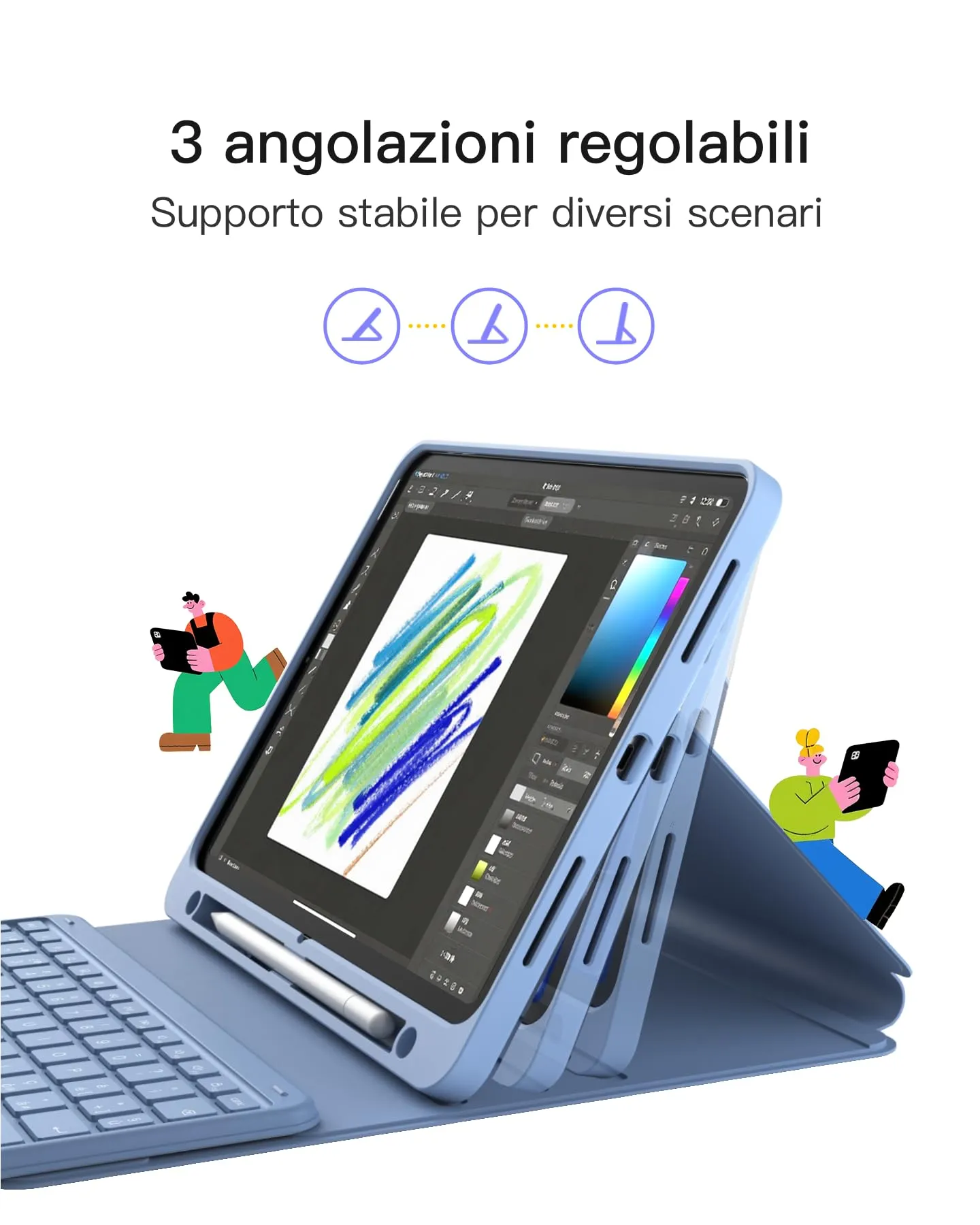 Inateck Custodia Tastiera per iPad 11ª Gen (A16), 10ª Gen, Air e Pro 11, Bluetooth 5.3 con Touchpad - immagine 4