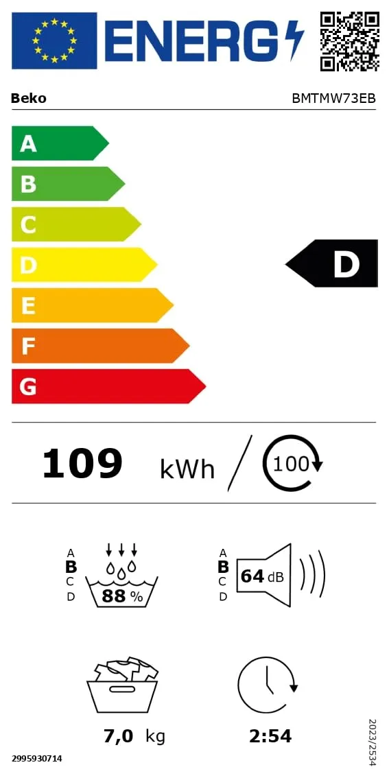 Beko BMTMW73EB Asciugatrice 7 kg Slim Classe D Bianco - immagine 8