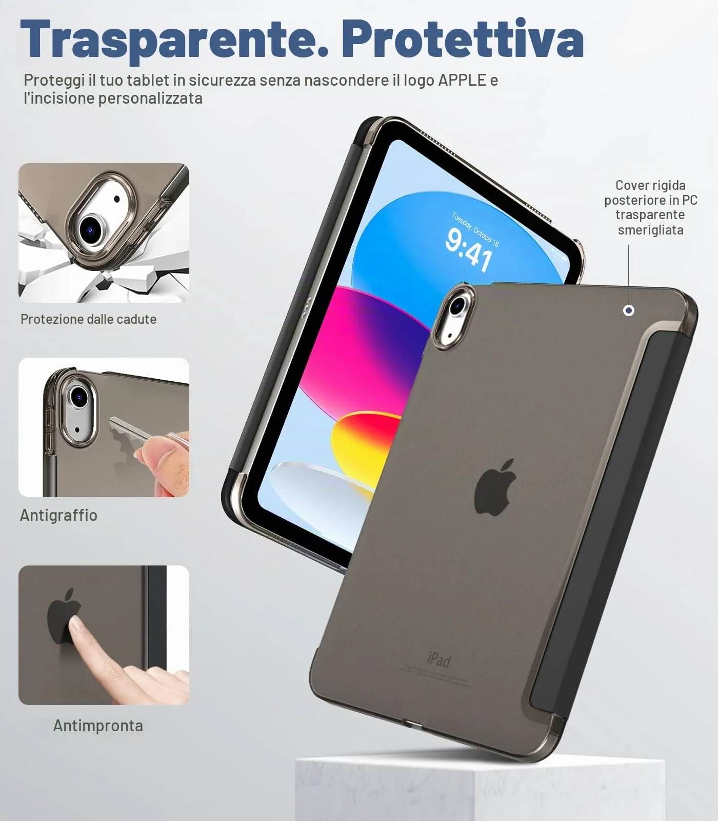 TiMOVO Cover per iPad 11" (A16) e iPad 10 Gen 10,9", Nero - immagine 3