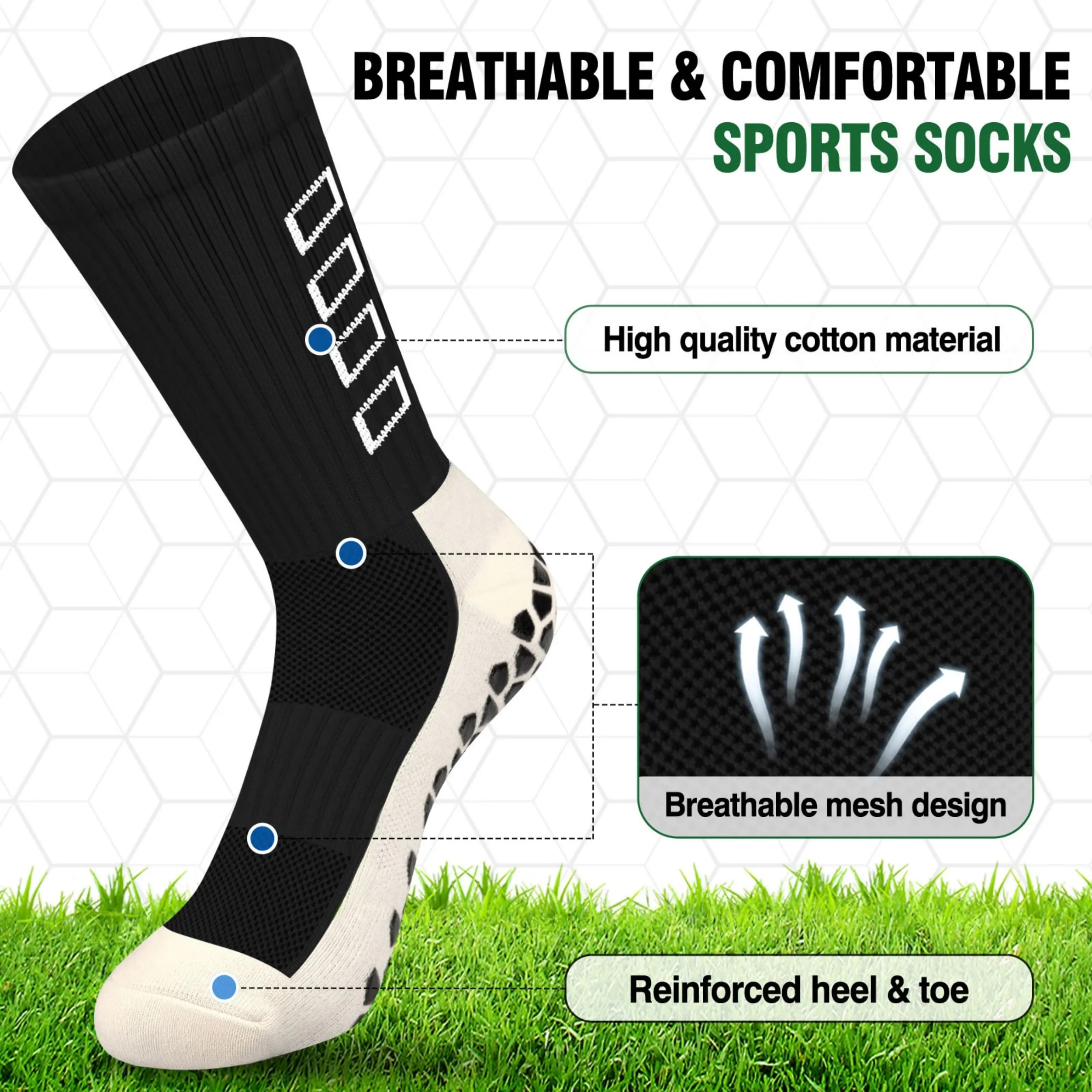 ENONEO Calze Antiscivolo Grip Socks per Calcio e Running Uomo 37-45 - immagine 2