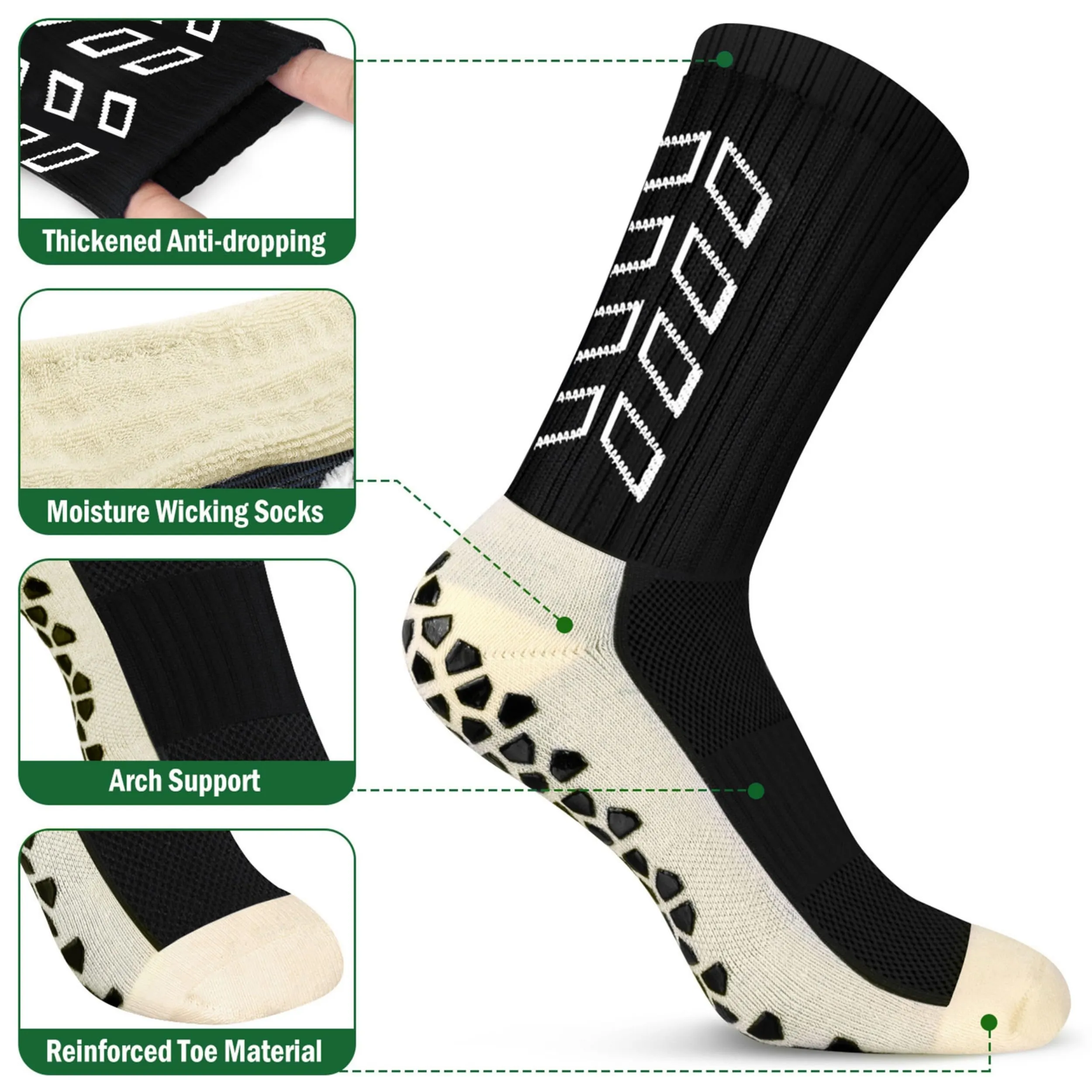 ENONEO Calze Antiscivolo Grip Socks per Calcio e Running Uomo 37-45 - immagine 3
