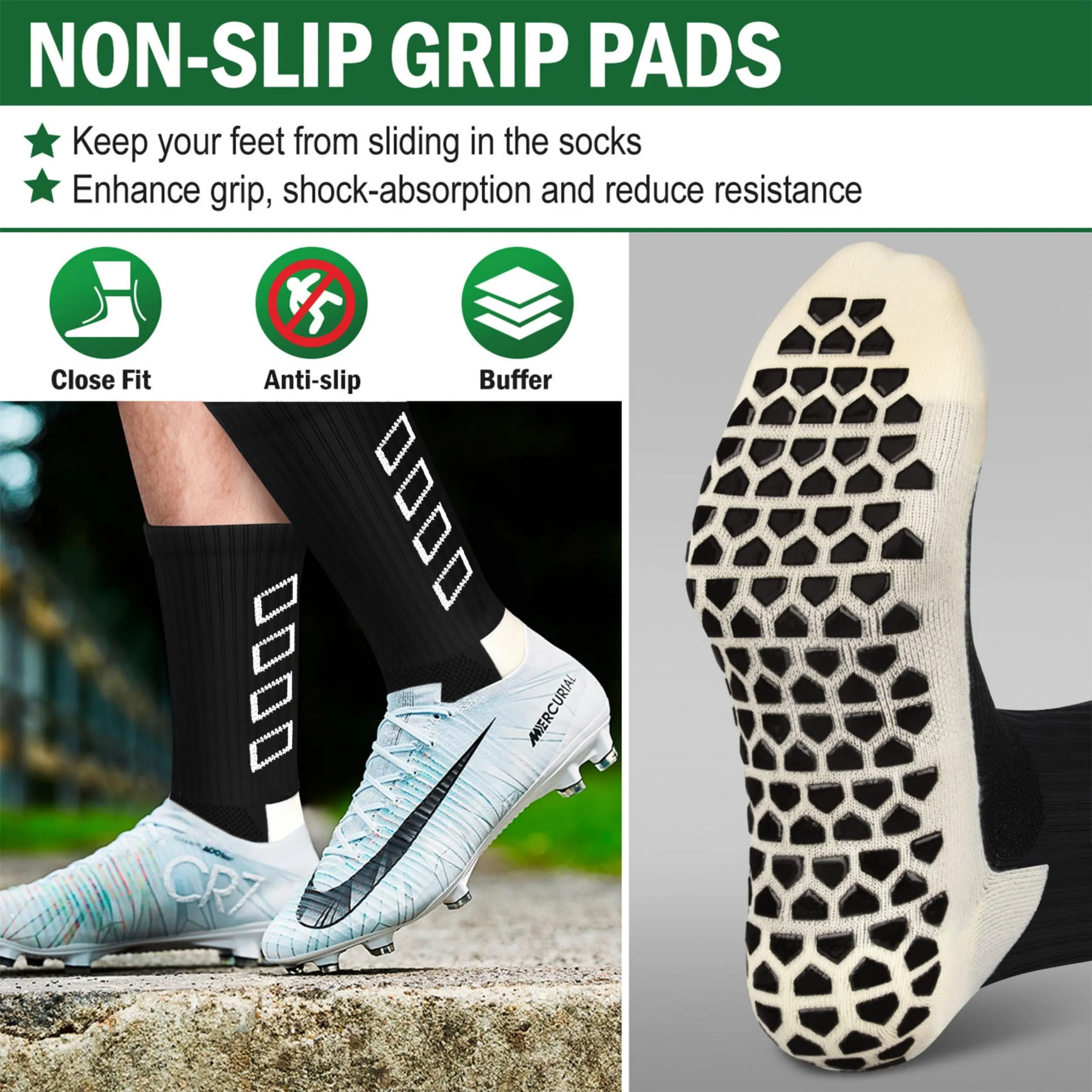 ENONEO Calze Antiscivolo Grip Socks per Calcio e Running Uomo 37-45 - immagine 4
