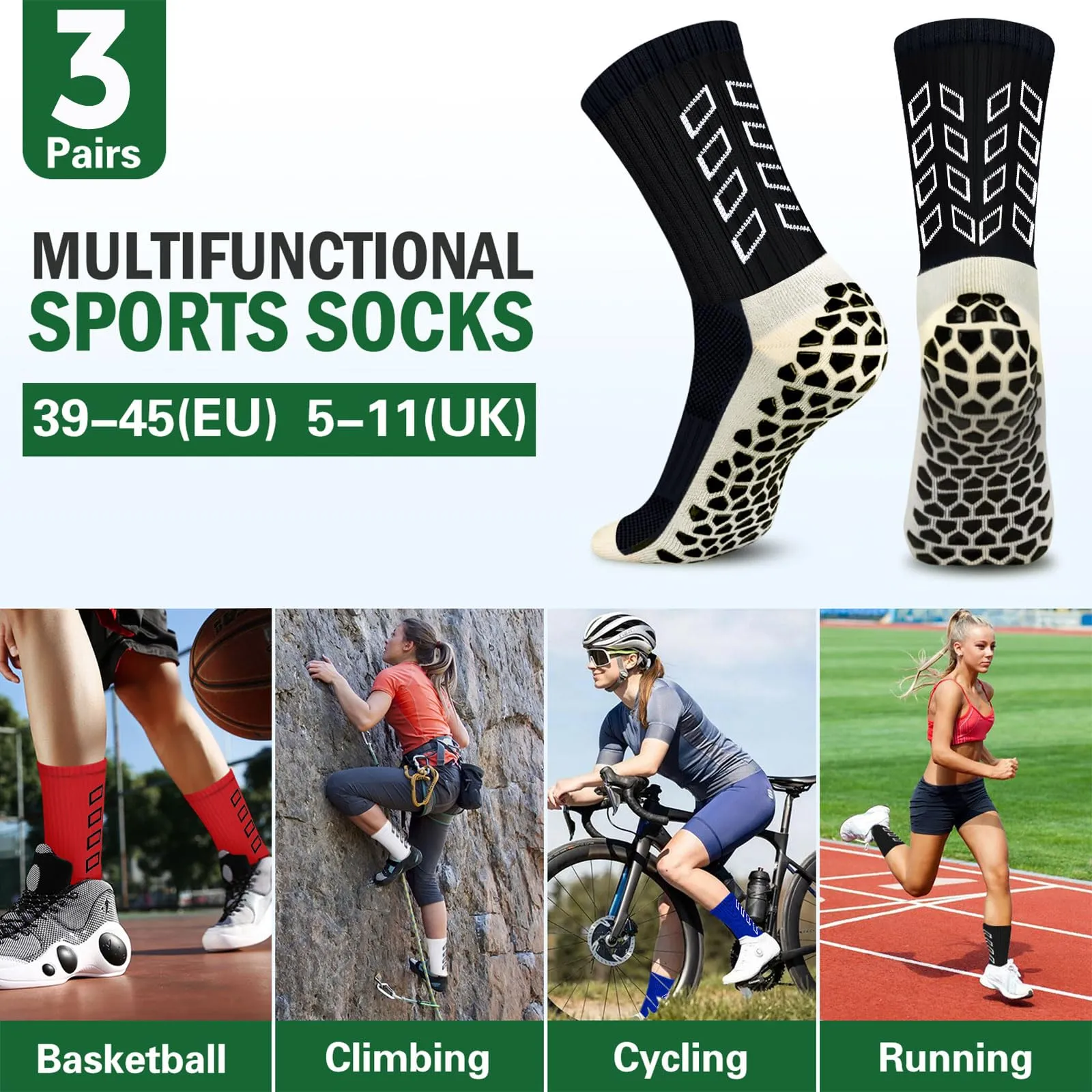 ENONEO Calze Antiscivolo Grip Socks per Calcio e Running Uomo 37-45 - immagine 7