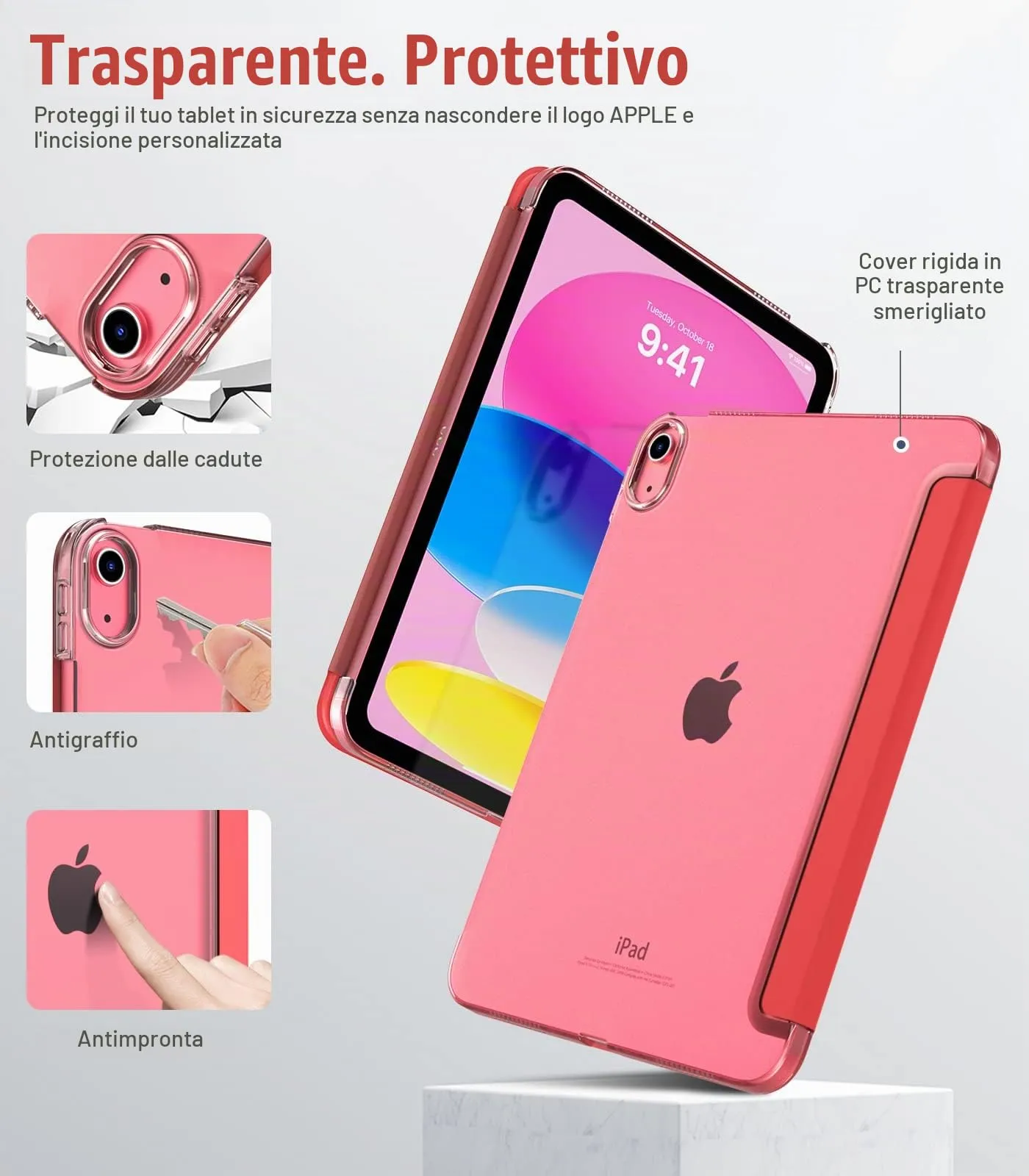 TiMOVO Custodia per iPad 11" (A16) e iPad 10ª Gen 10,9", Rosso - immagine 3