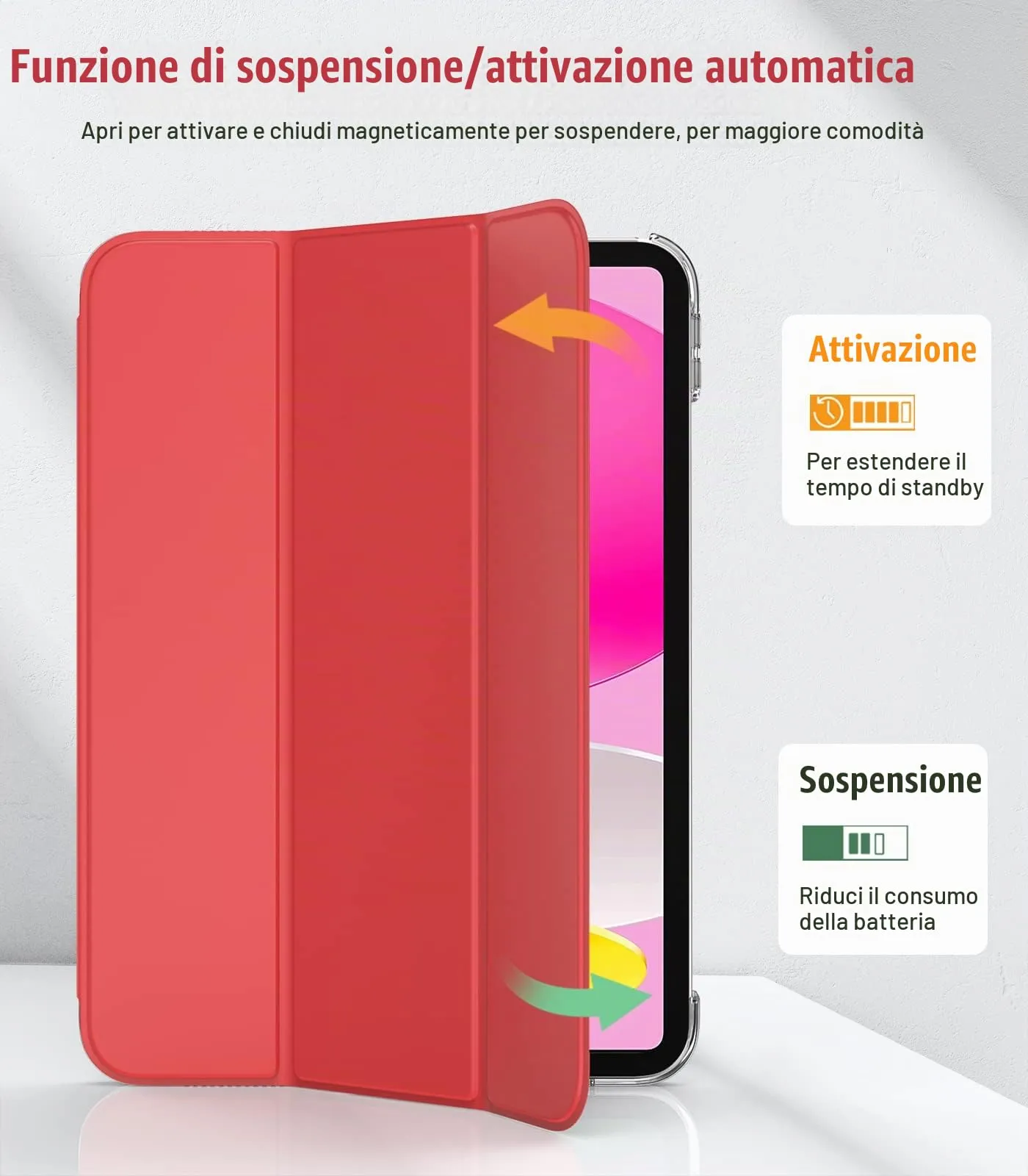TiMOVO Custodia per iPad 11" (A16) e iPad 10ª Gen 10,9", Rosso - immagine 5