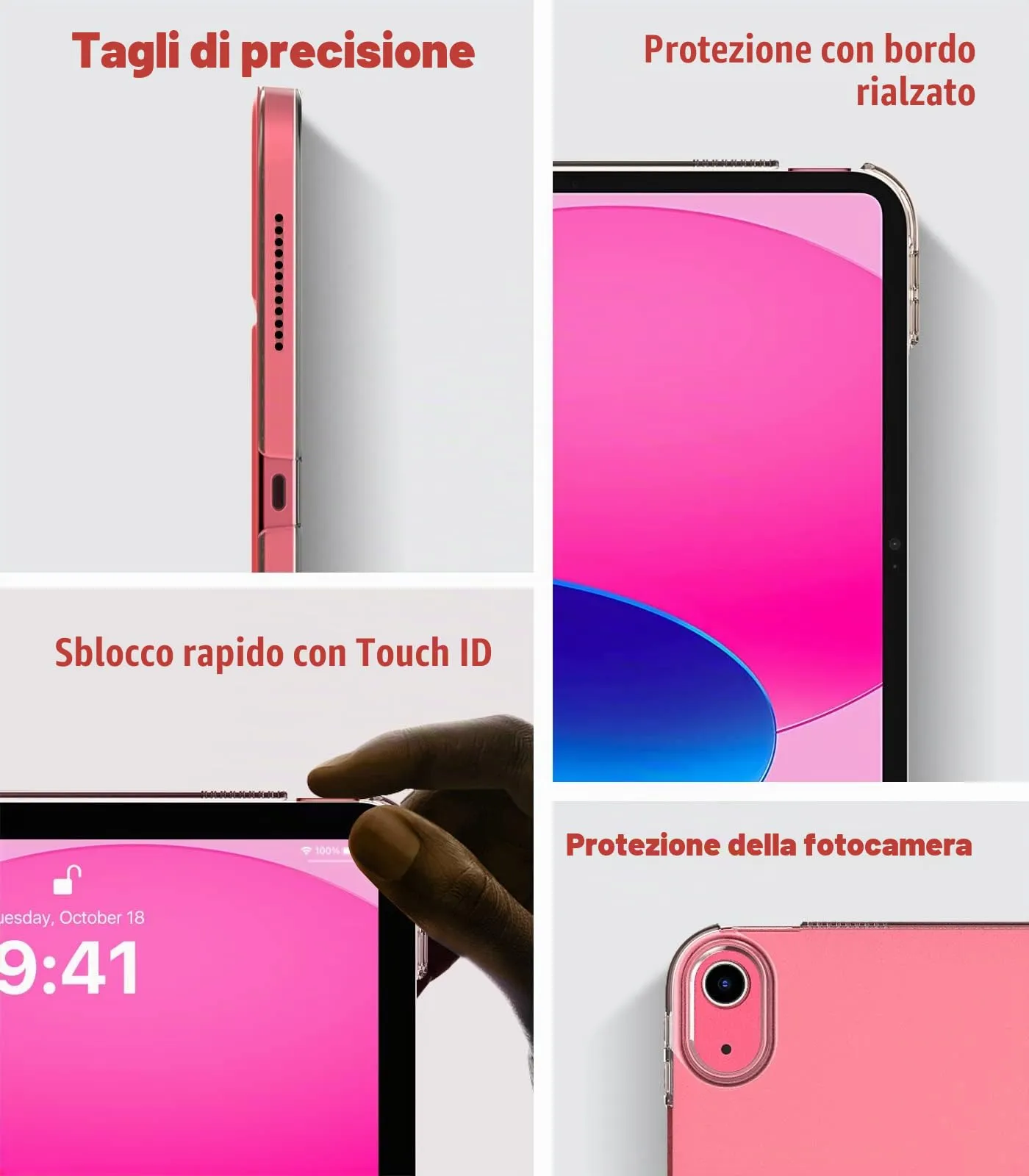 TiMOVO Custodia per iPad 11" (A16) e iPad 10ª Gen 10,9", Rosso - immagine 6