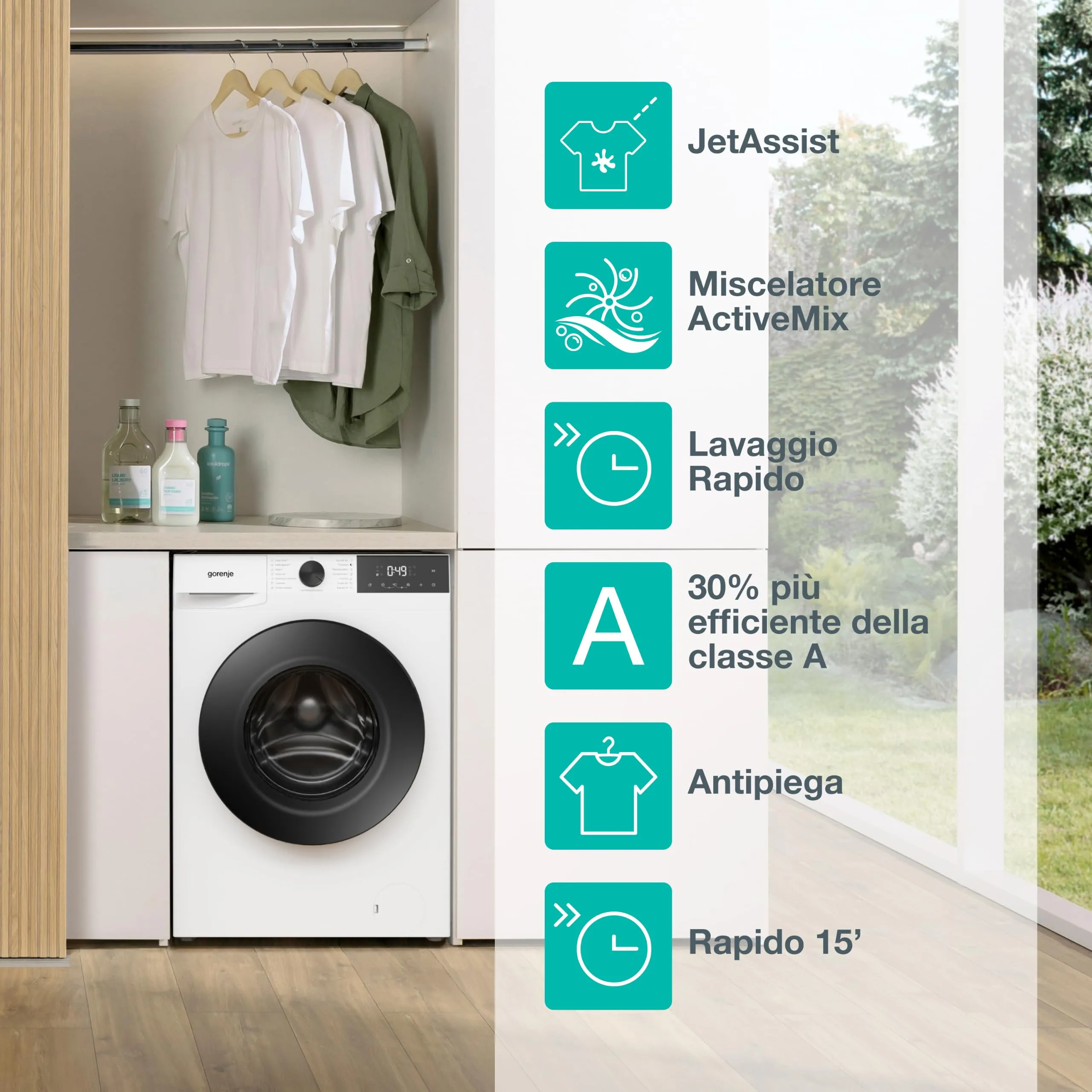 Gorenje WG2P84A32/IT Lavatrice Carica Frontale 8 kg, Bianco - immagine 3