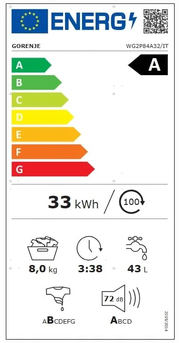 Gorenje WG2P84A32/IT Lavatrice Carica Frontale 8 kg, Bianco - immagine 13