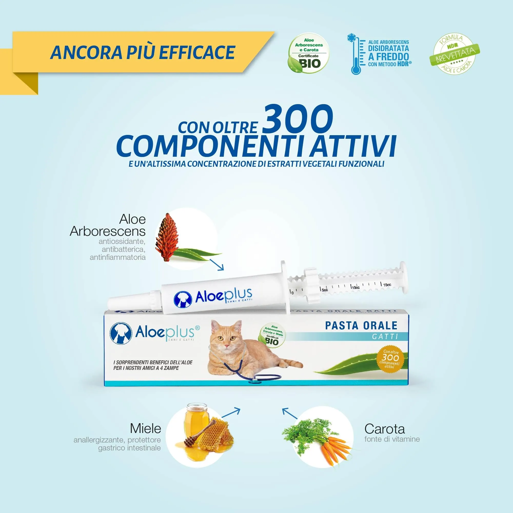 Aloeplus Pasta Orale per Gatti con Aloe Arborescens BIO, 15 ml - immagine 4
