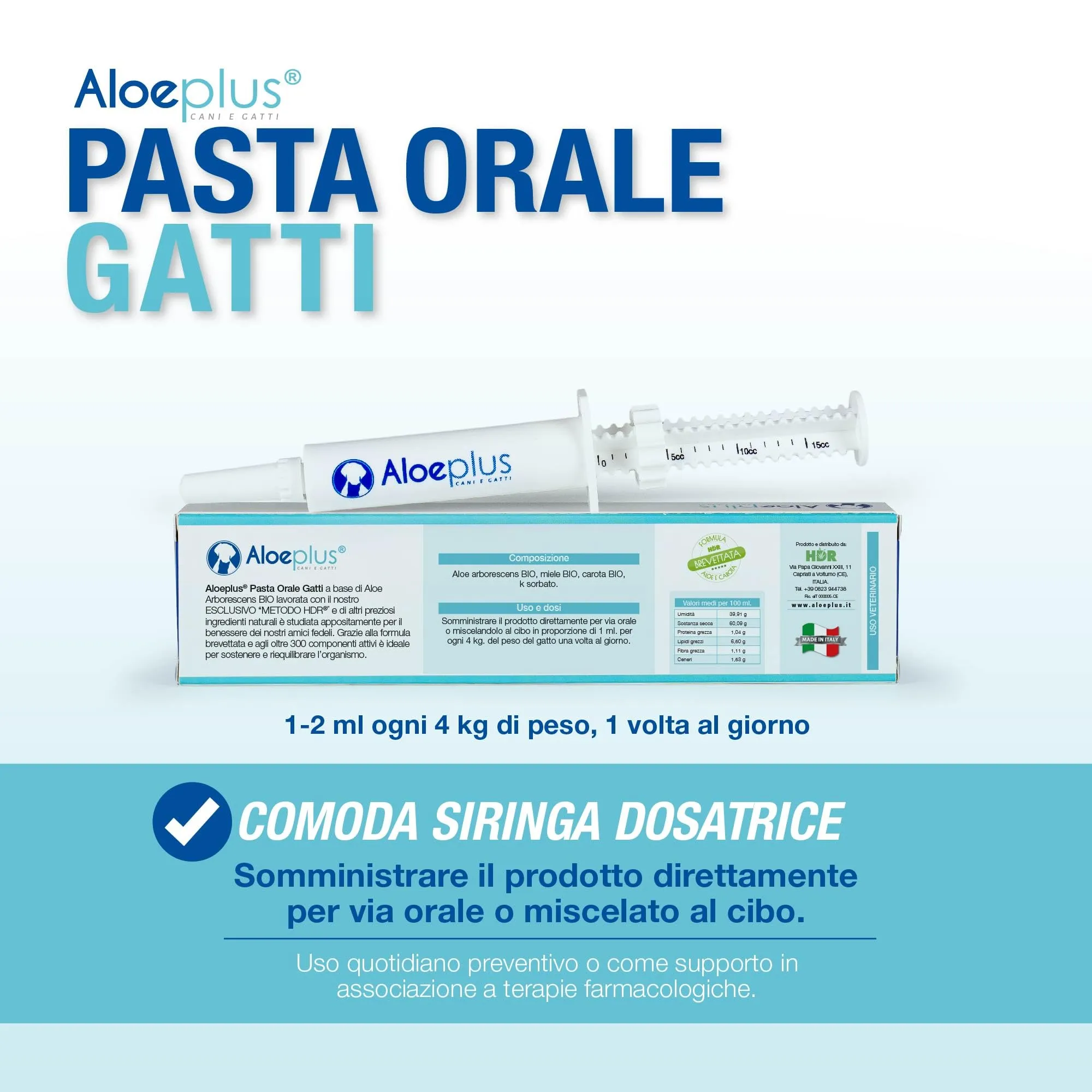 Aloeplus Pasta Orale per Gatti con Aloe Arborescens BIO, 15 ml - immagine 6
