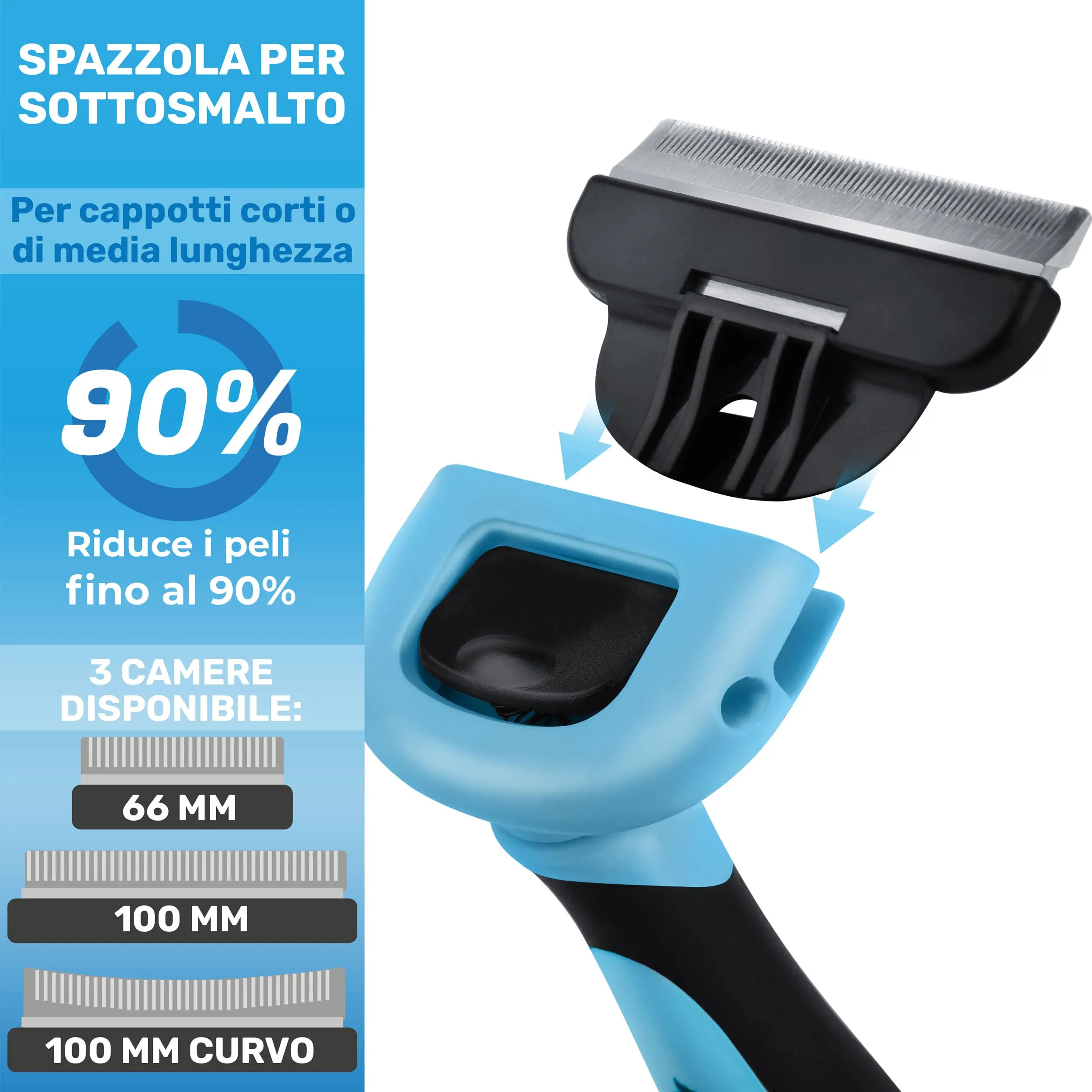 BluePet Spazzola per Cani e Gatti Pelo Corto, Pettine del Sottopelo - immagine 6