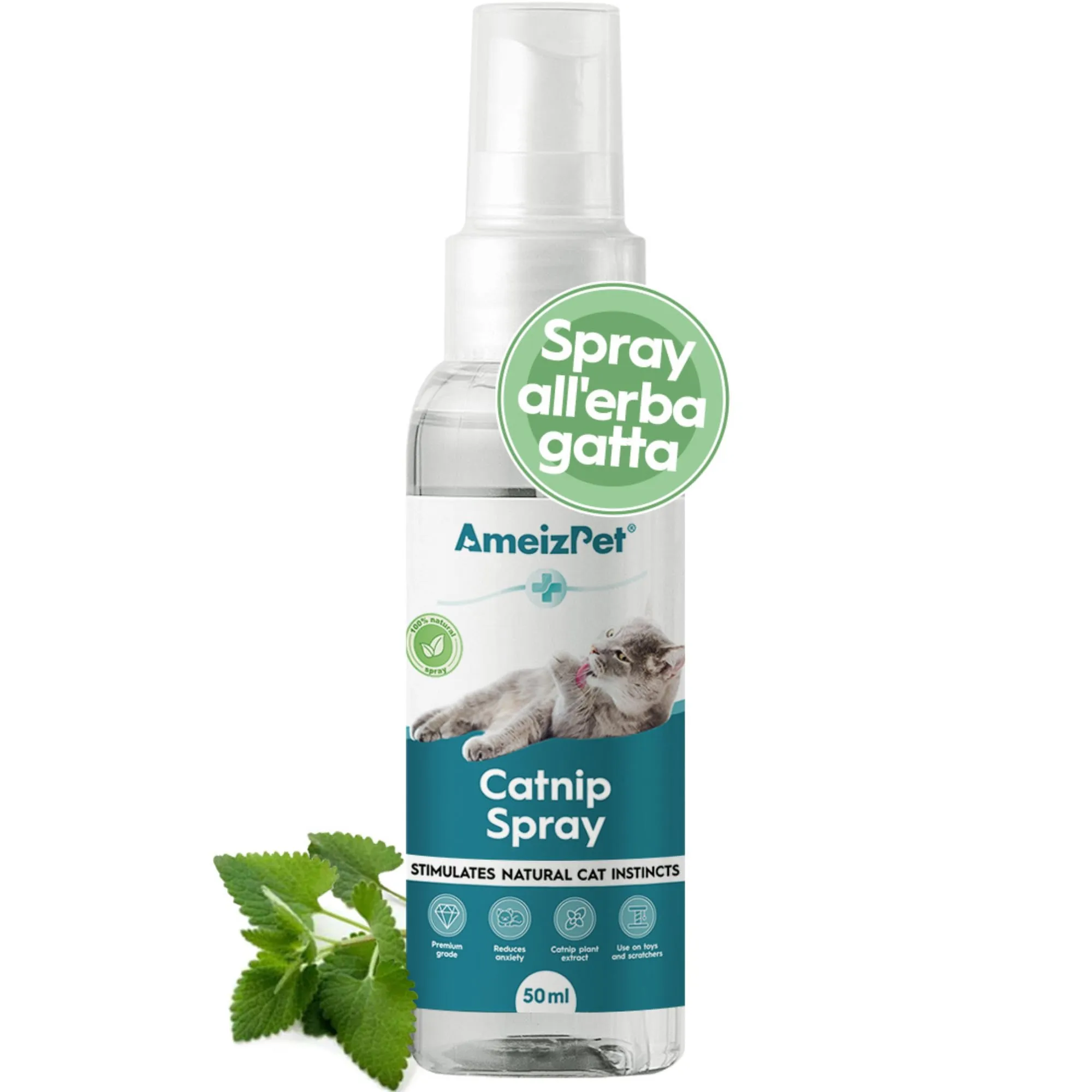 AmeizPet Spray all'Erba Gatta per Gatti, 50 ml - immagine 1